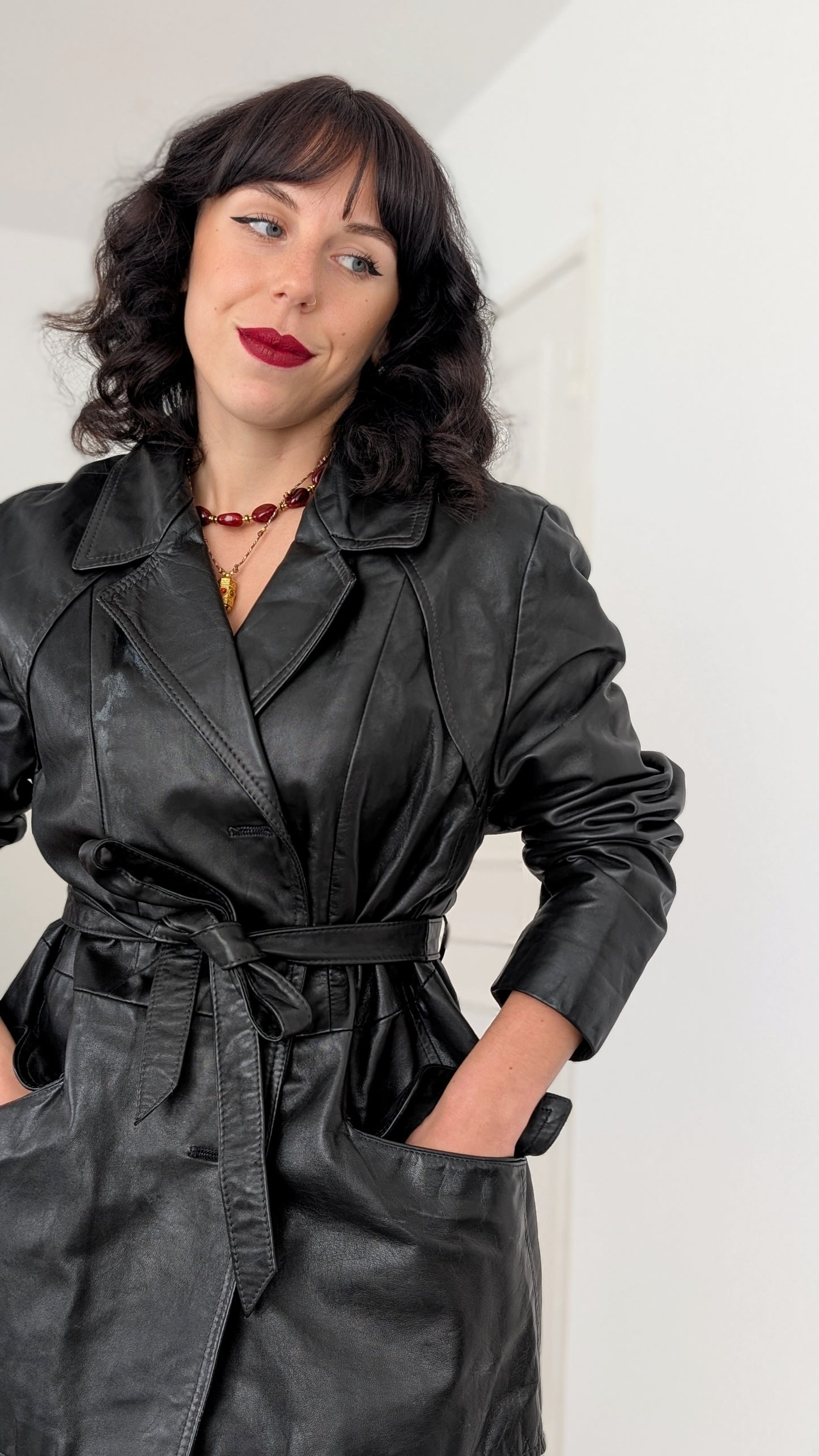 Trench court cuir T40-42