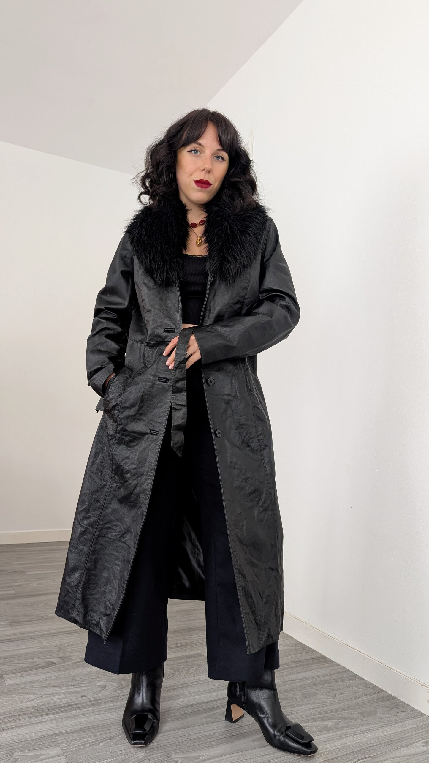 Manteau long cuir T40