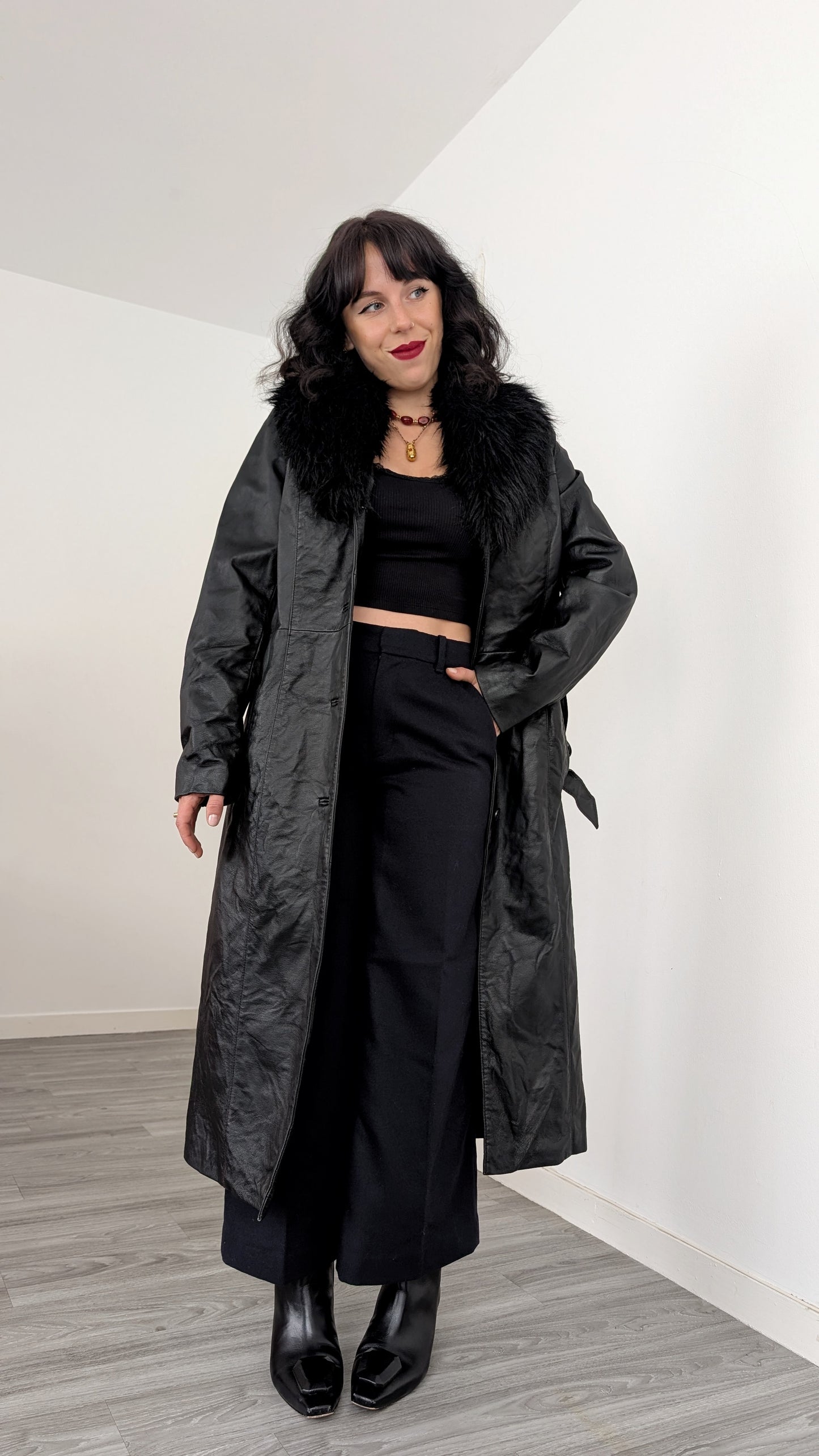 Manteau long cuir T40