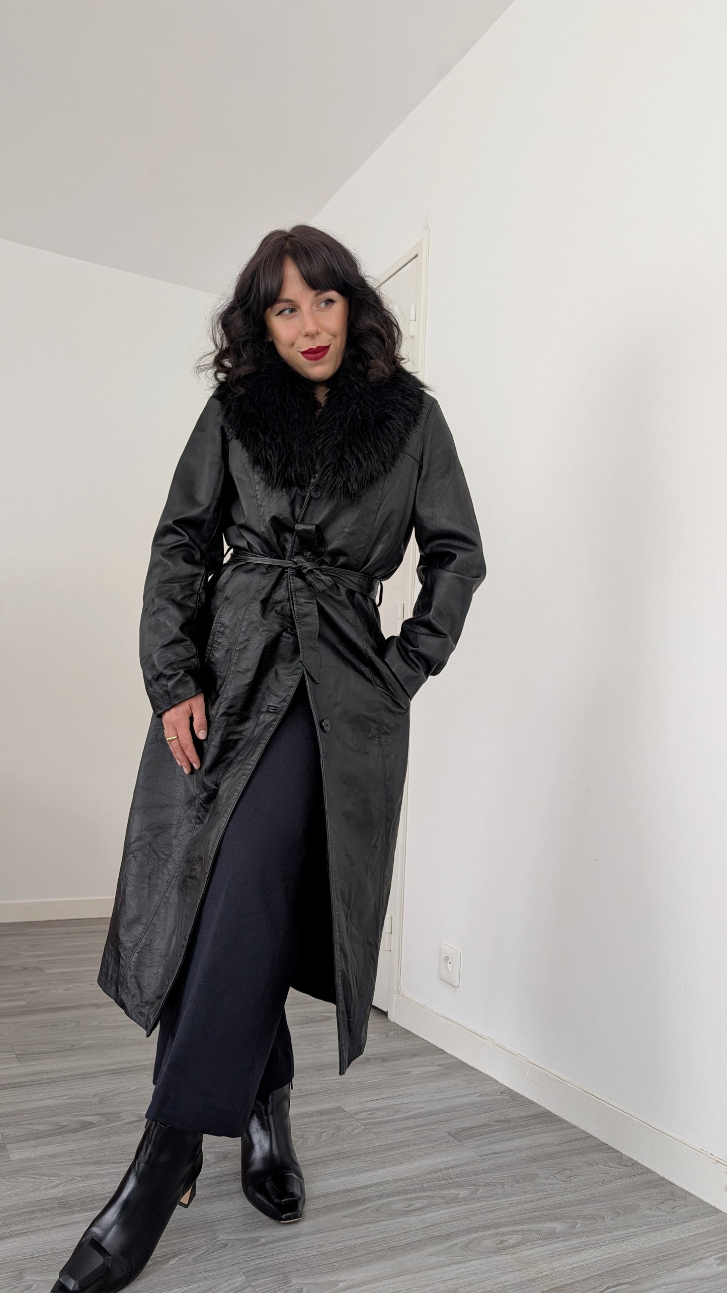 Manteau long cuir T40