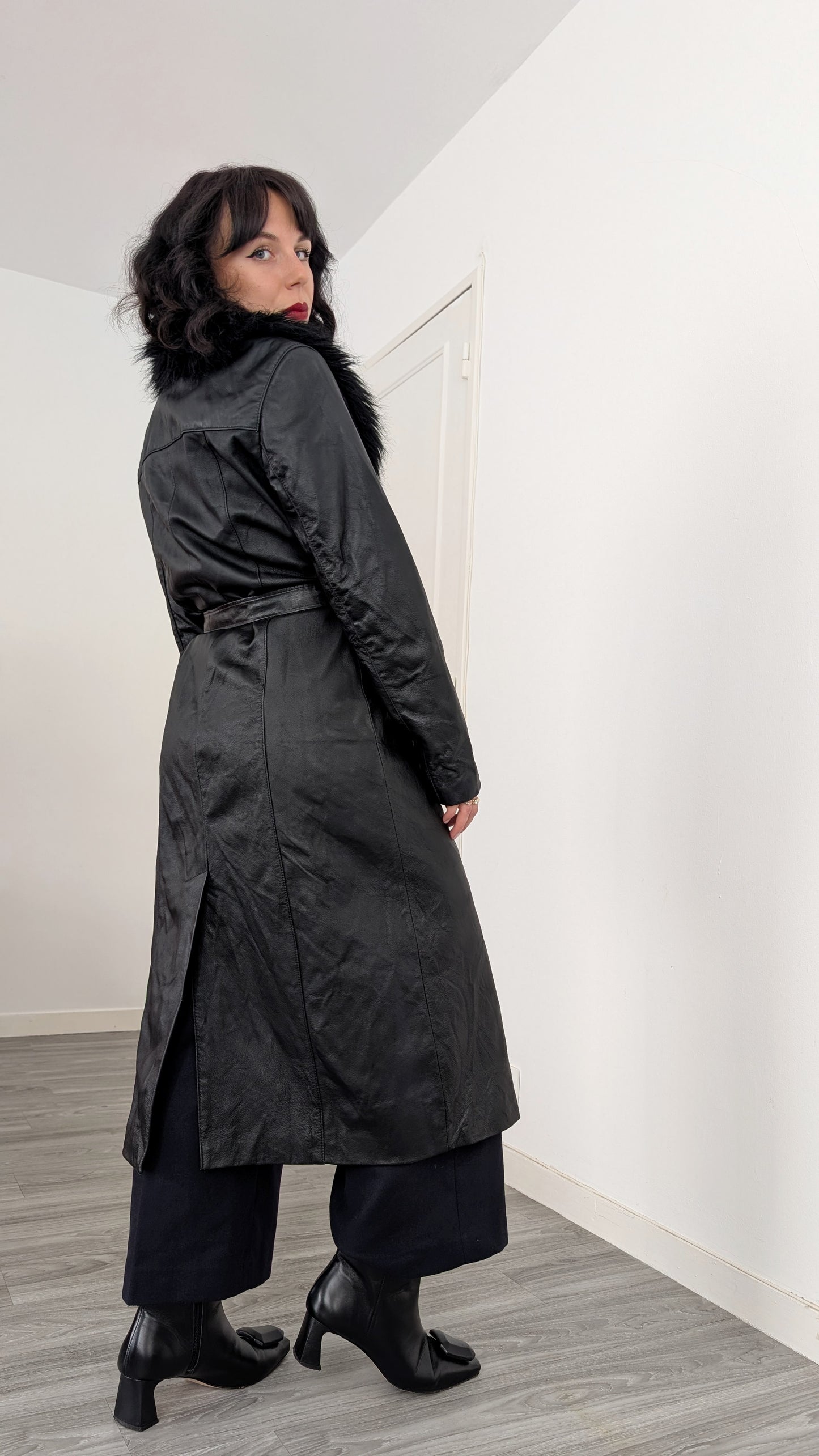 Manteau long cuir T40