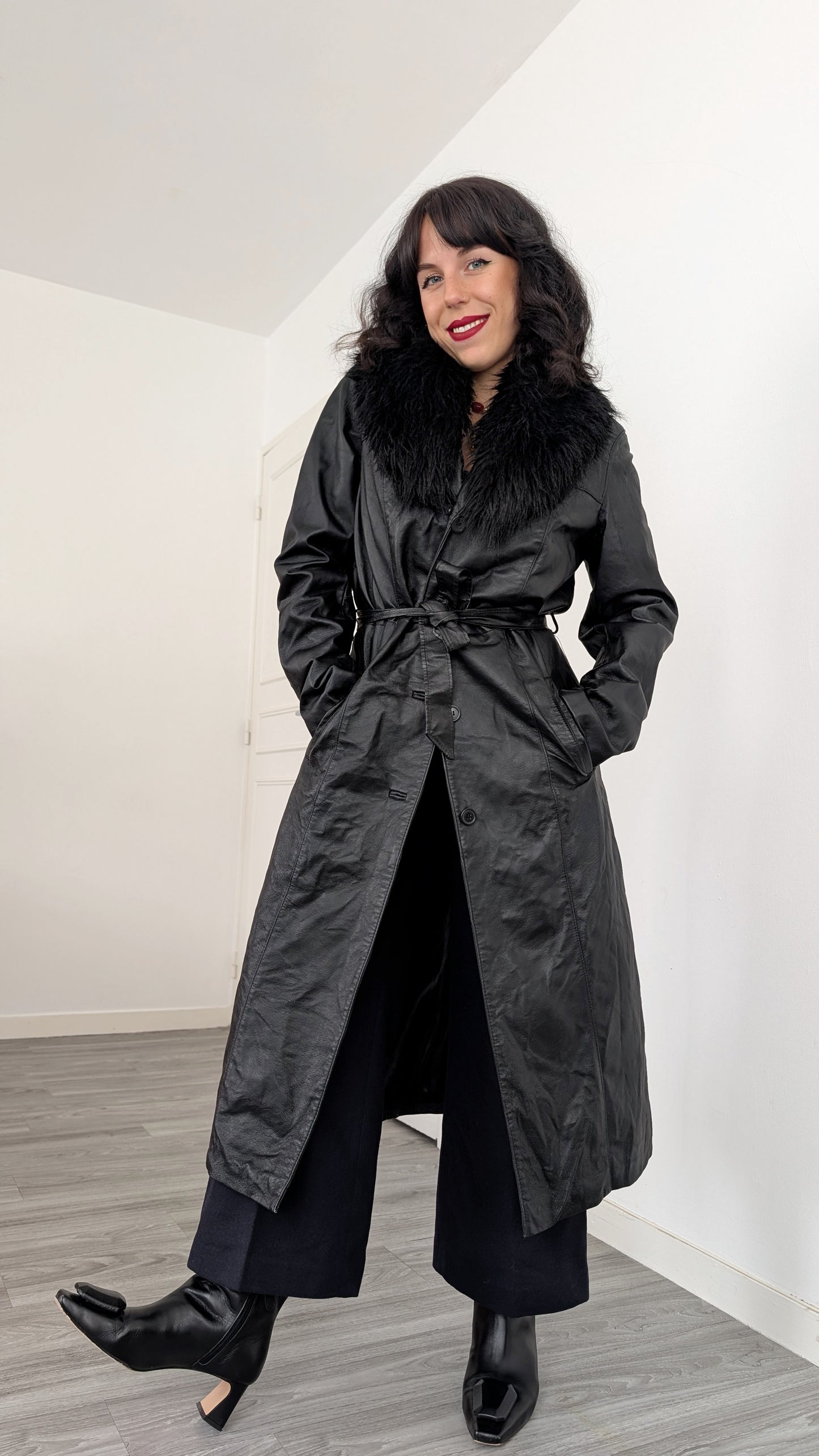 Manteau long cuir T40