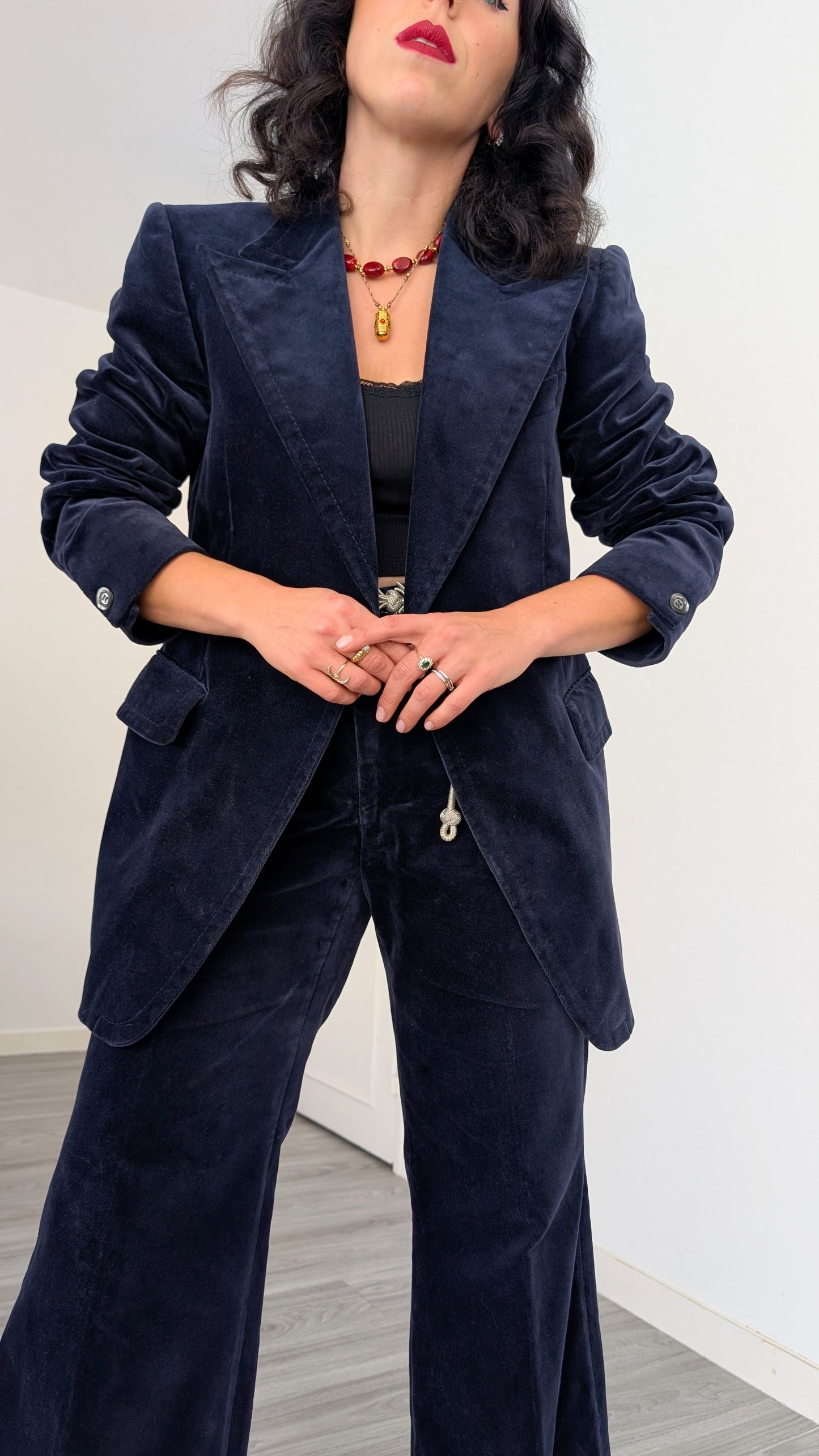 Costume deux pièces velours 70s T40