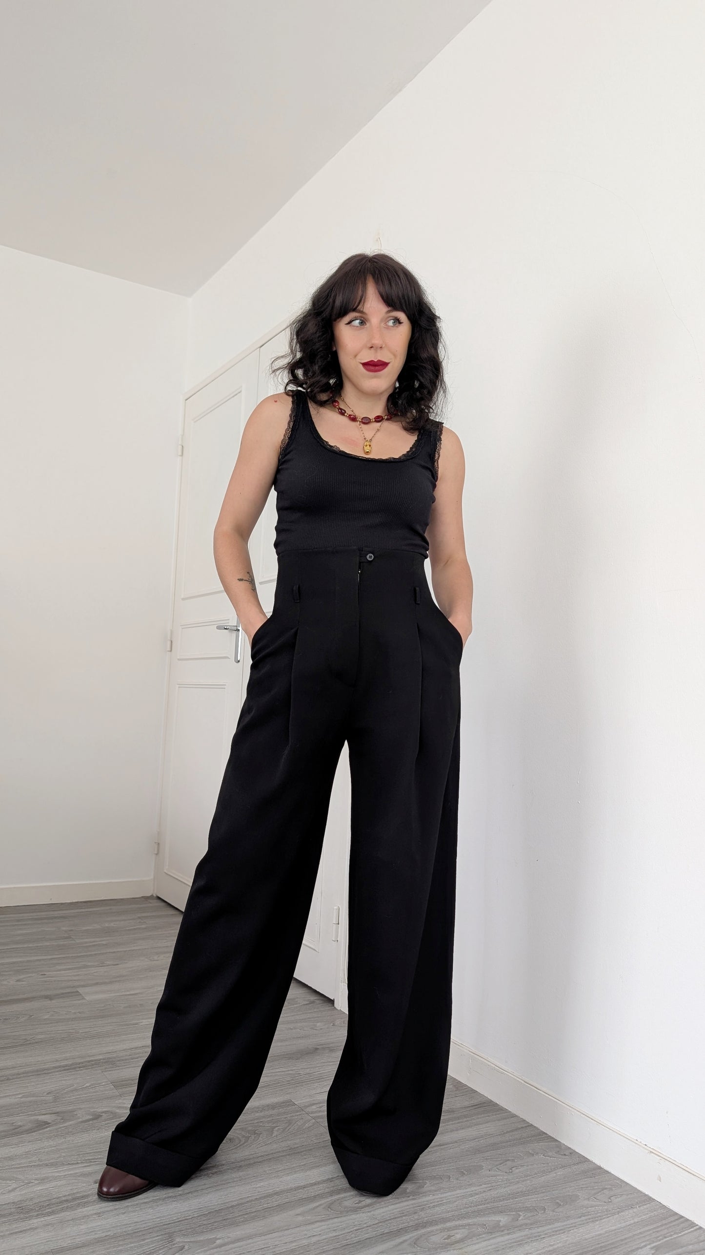 Pantalon palazzo pure laine T36