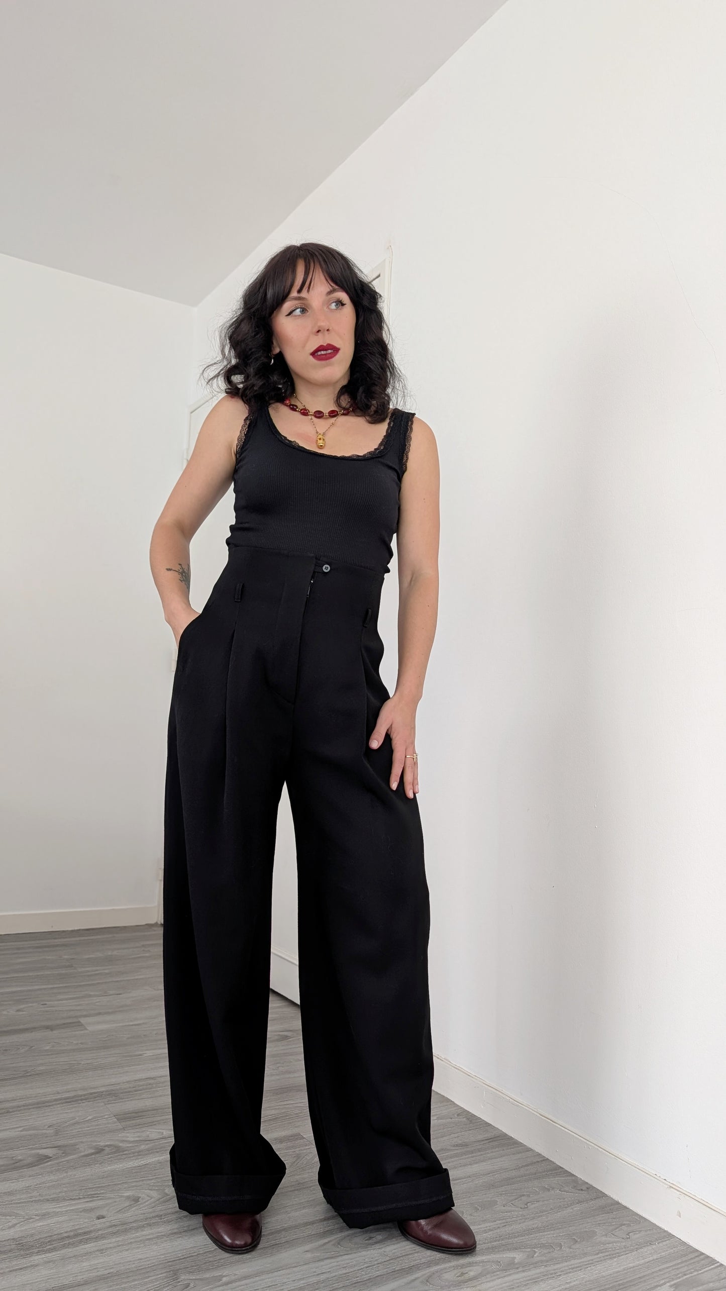 Pantalon palazzo pure laine T36