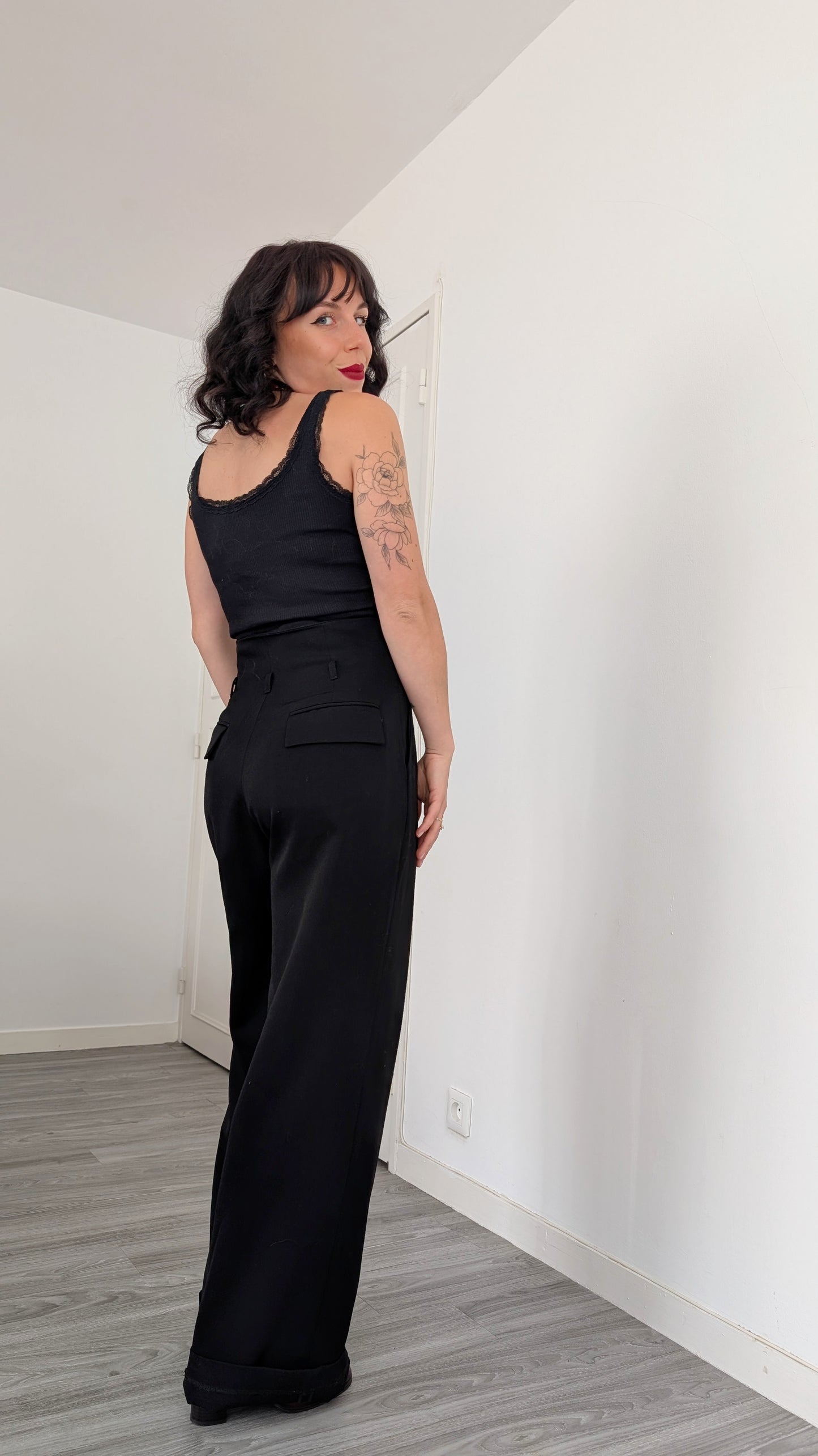 Pantalon palazzo pure laine T36