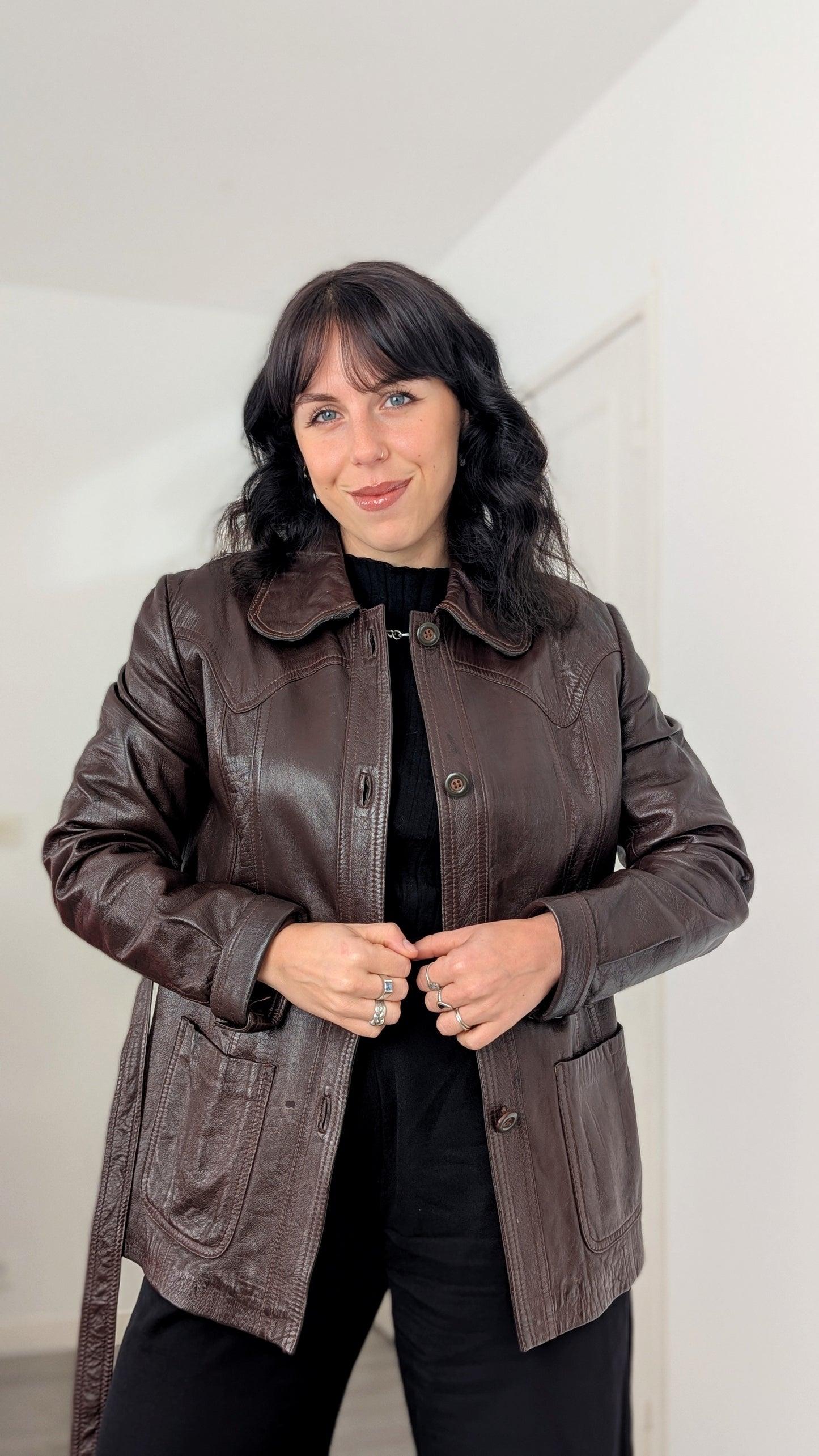 Veste cuir 1970 T38-40