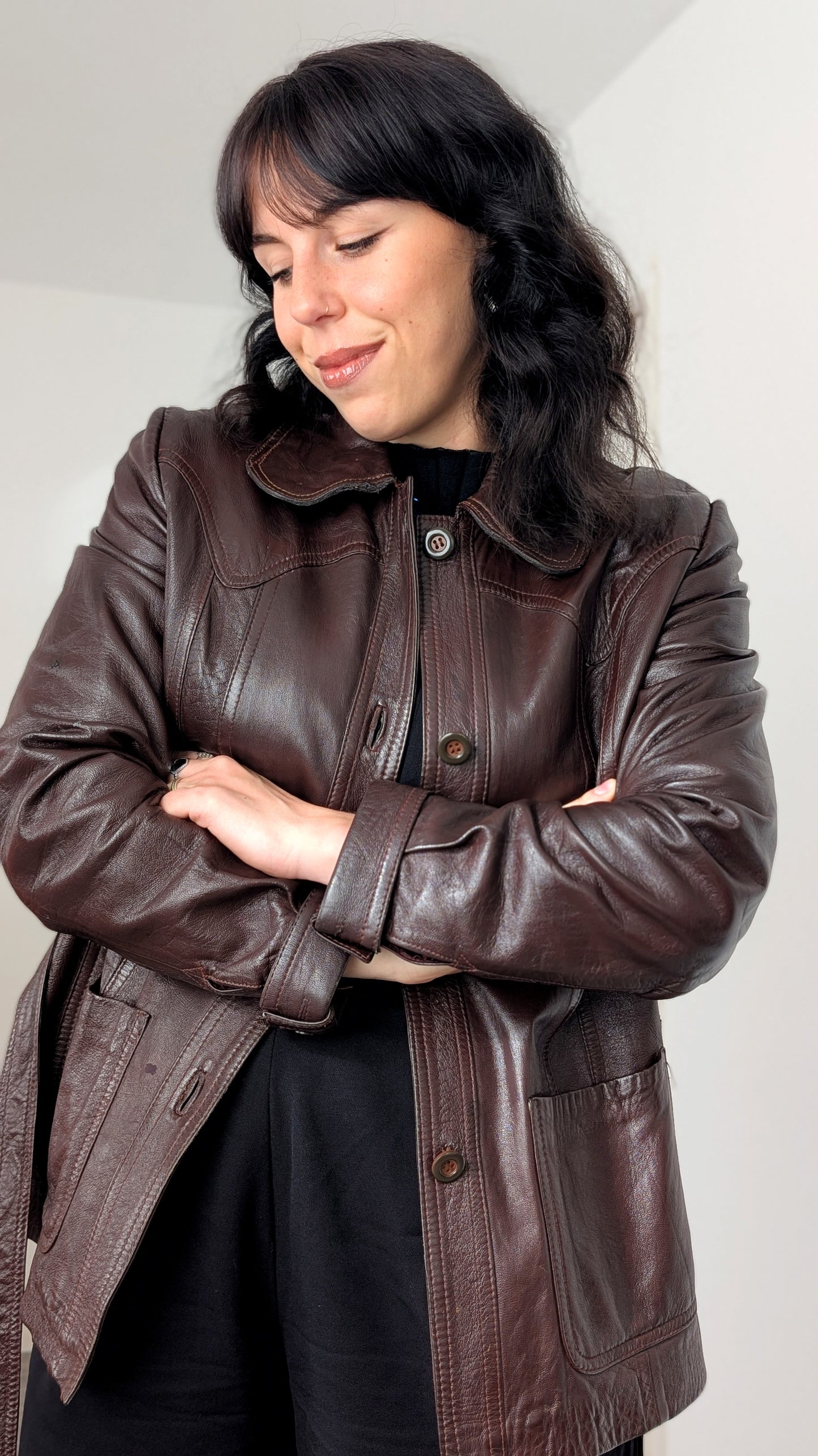 Veste cuir 1970 T38-40