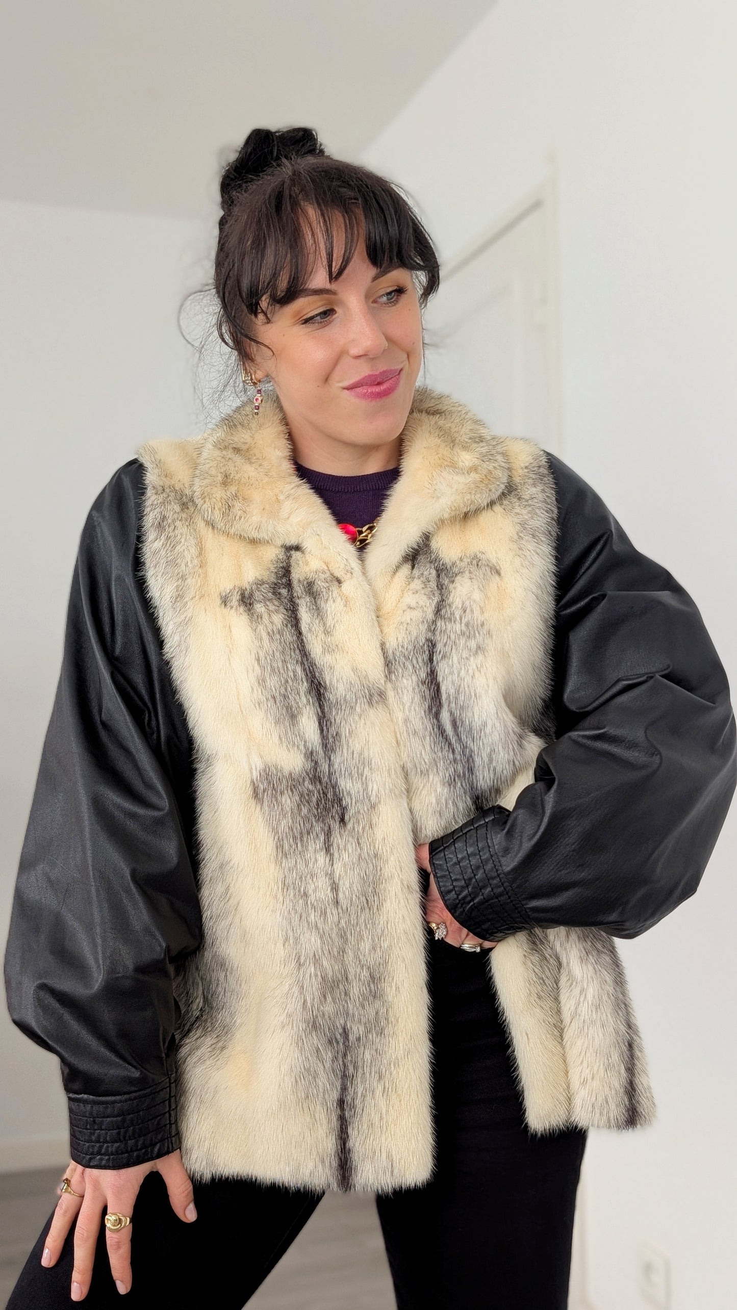 Bombers cuir et fourrure T38-40