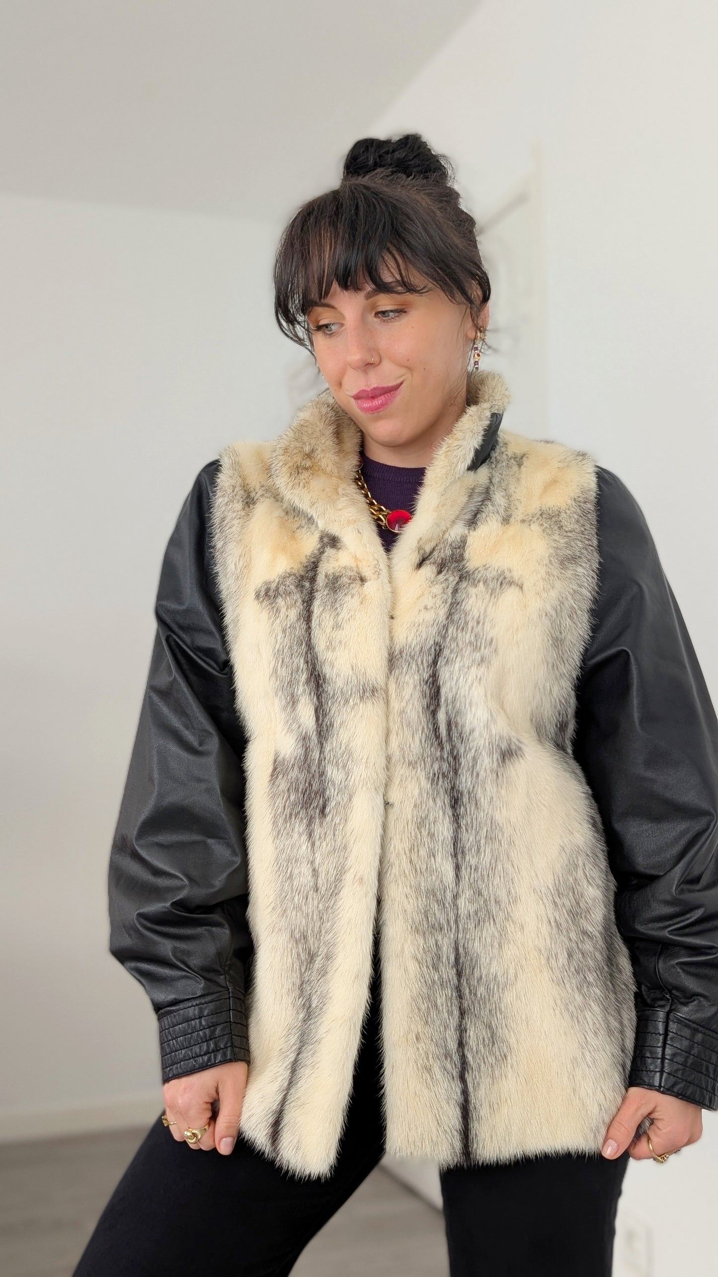 Bombers cuir et fourrure T38-40