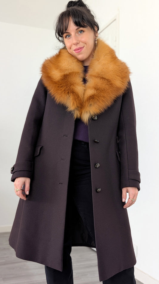 Manteau 1960 laine et fourrure T36