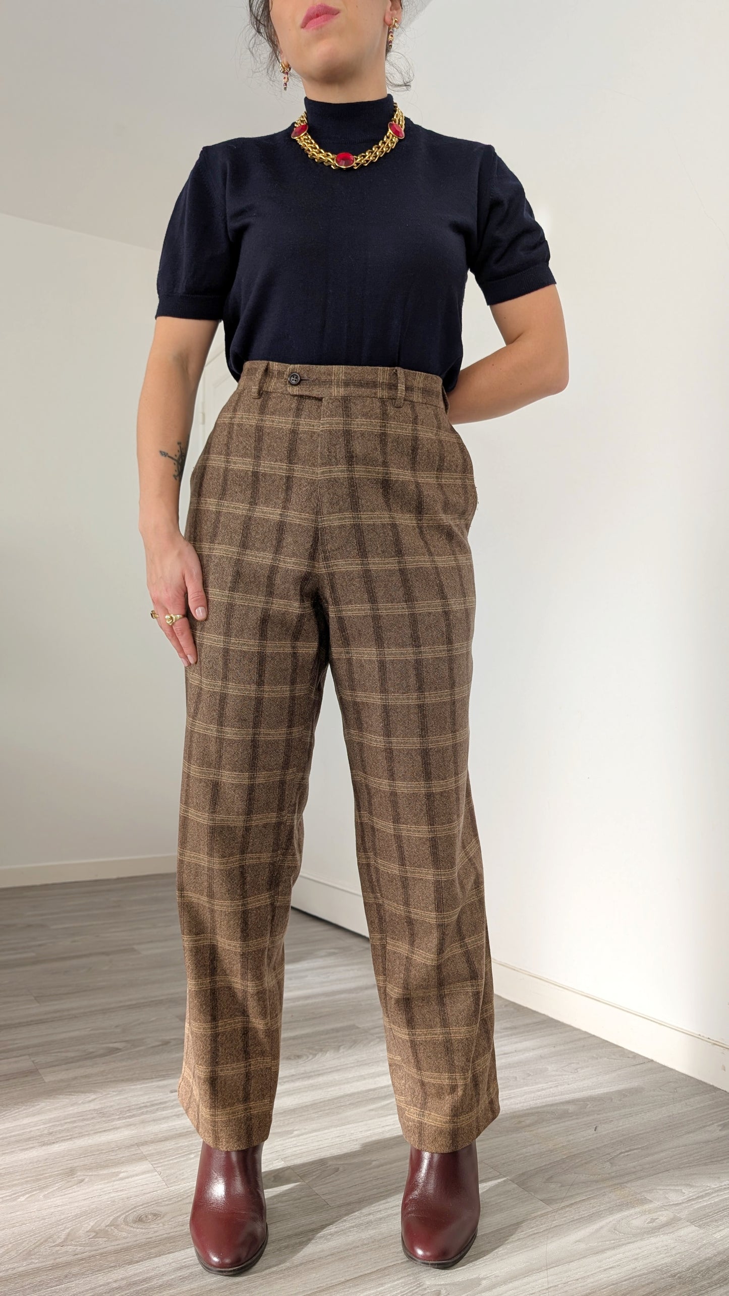 Pantalon à pinces laine et cachemire T44