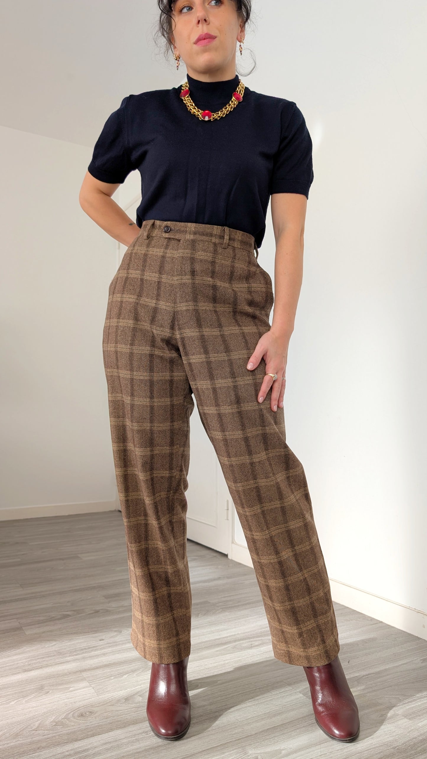 Pantalon à pinces laine et cachemire T44