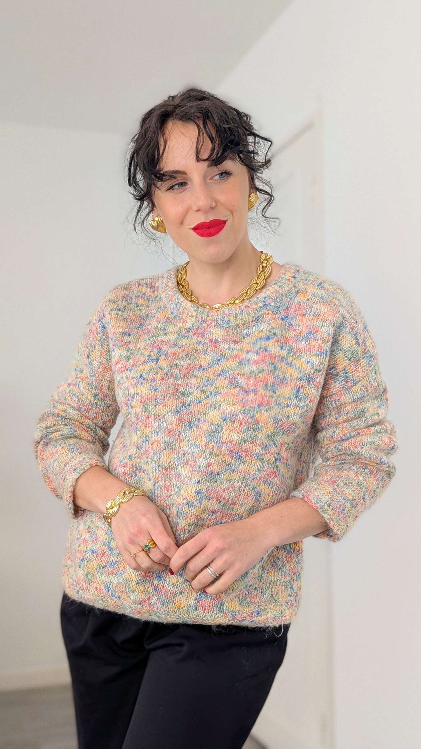 Pull laine fait main taille 38