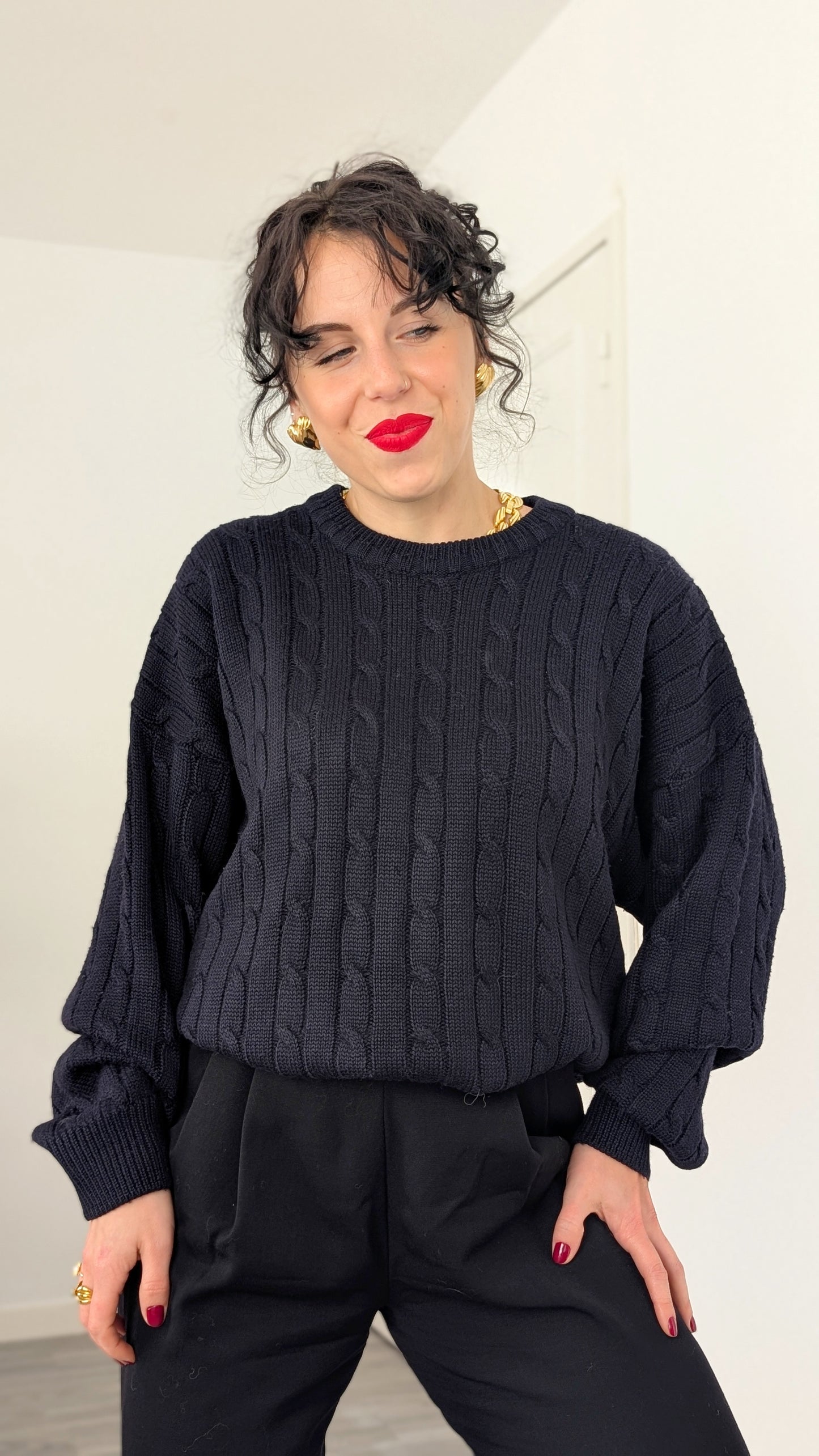 Pull torsadé laine douce taille jusqu'à T44