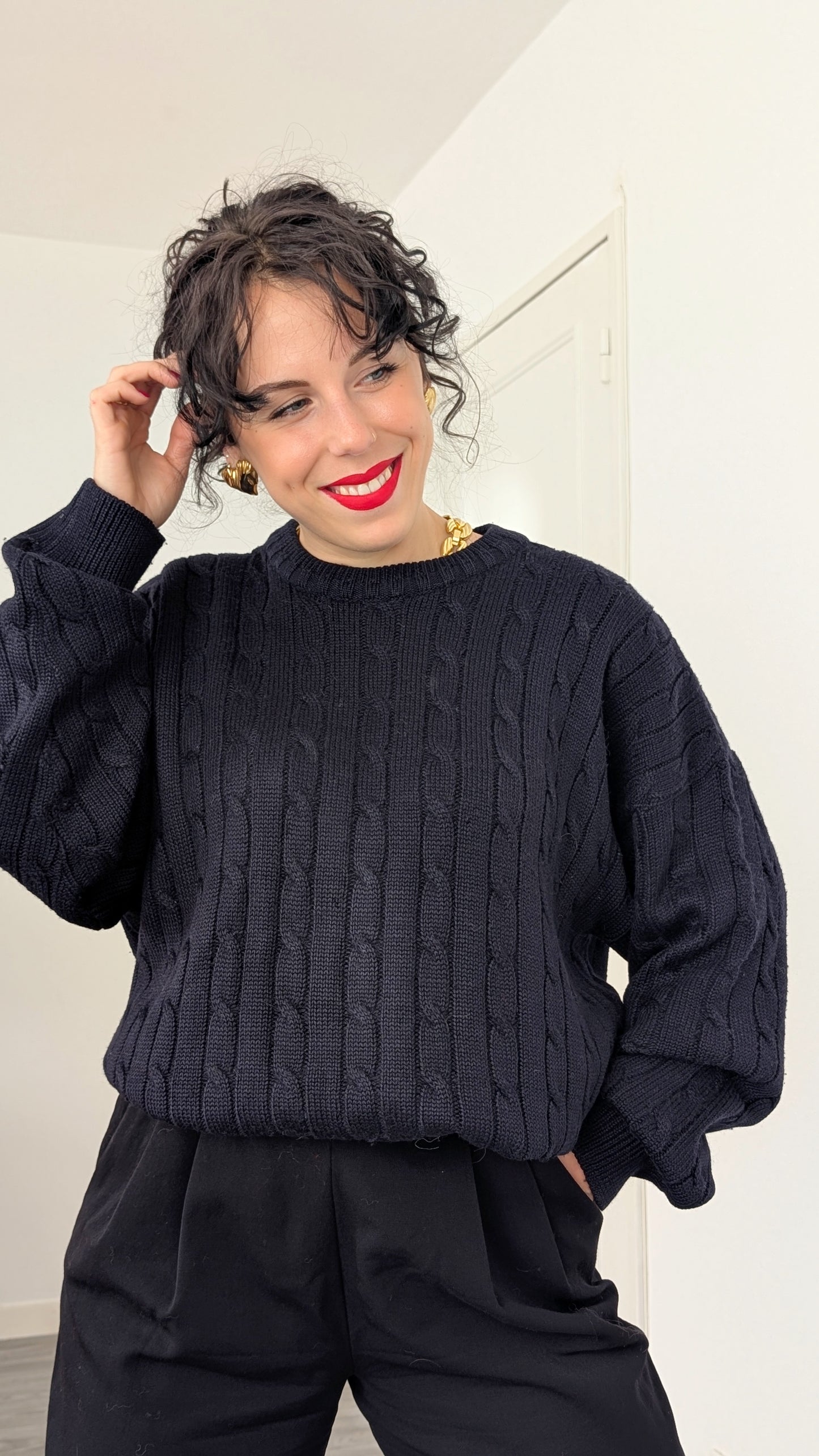 Pull torsadé laine douce taille jusqu'à T44