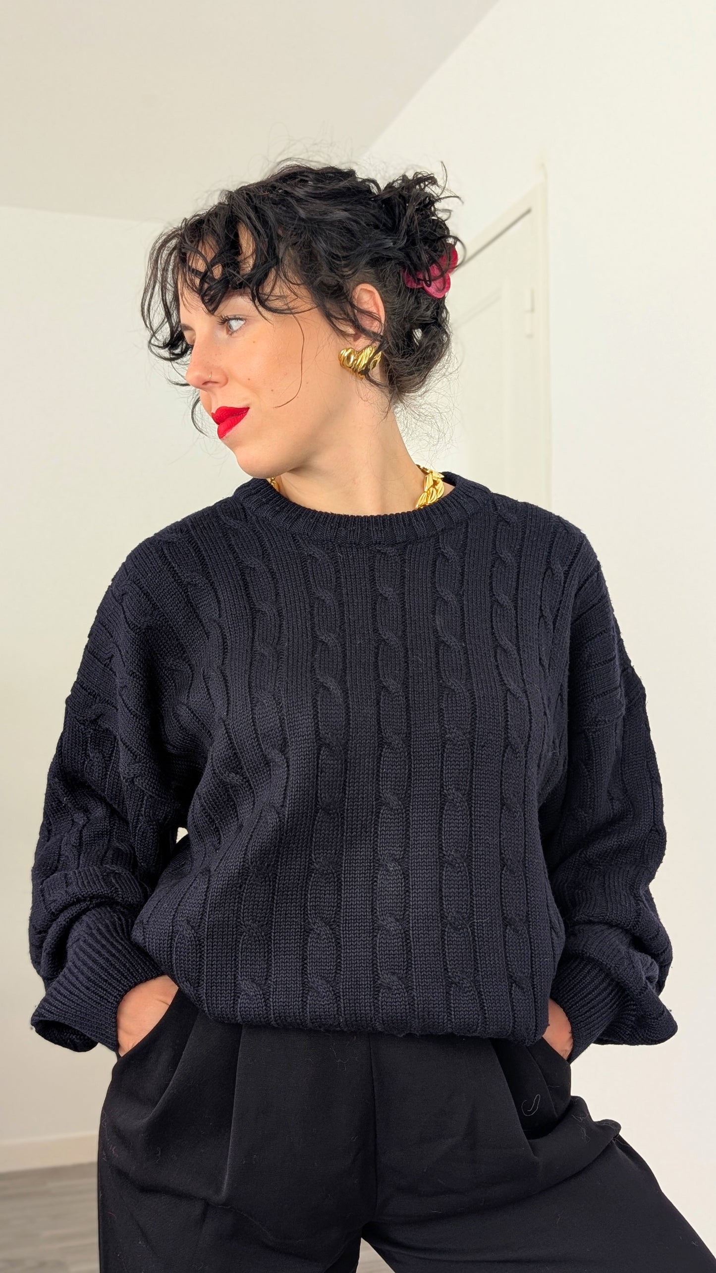 Pull torsadé laine douce taille jusqu'à T44