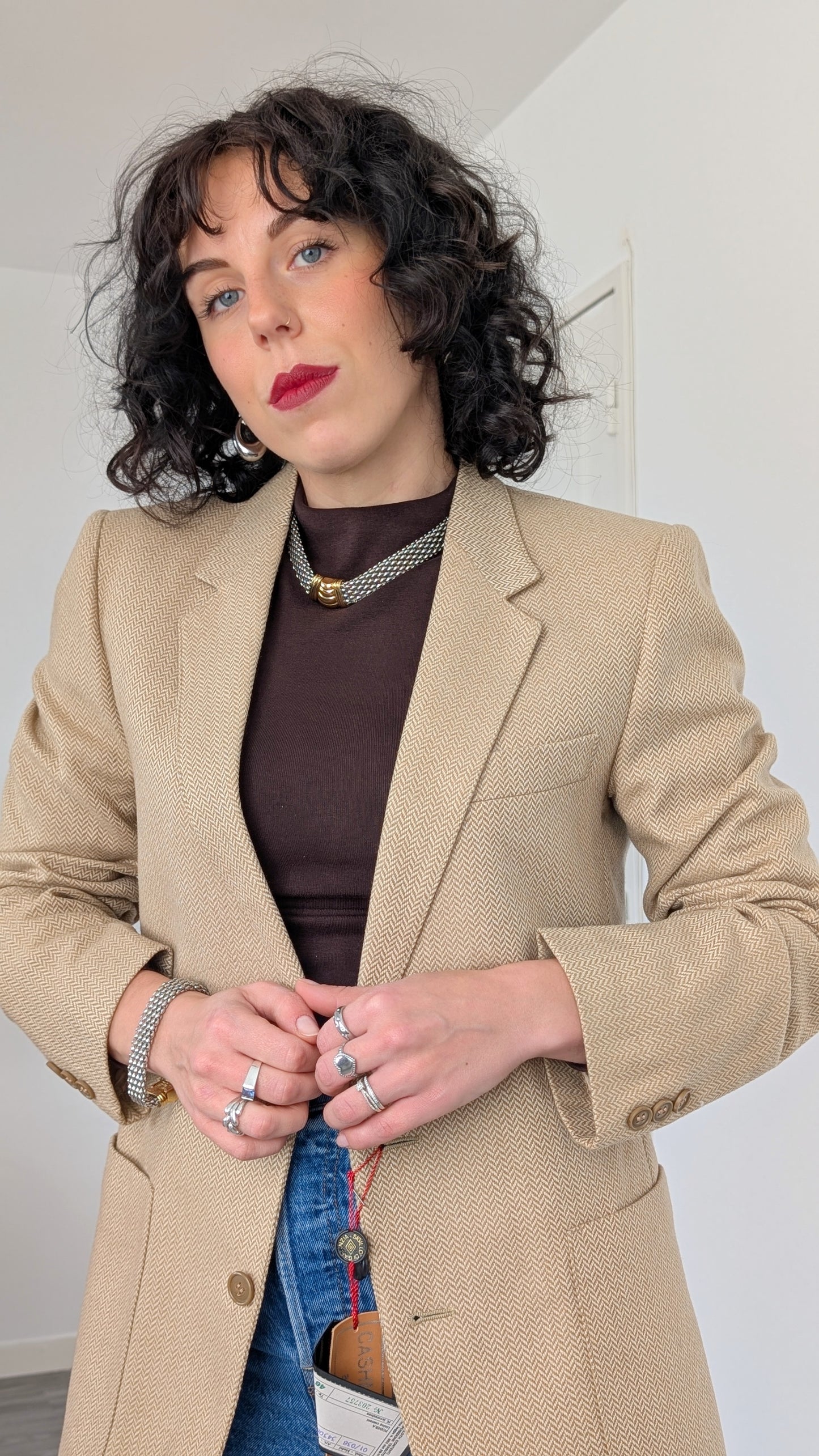 Blazer laine et cachemire 70s neuf T36