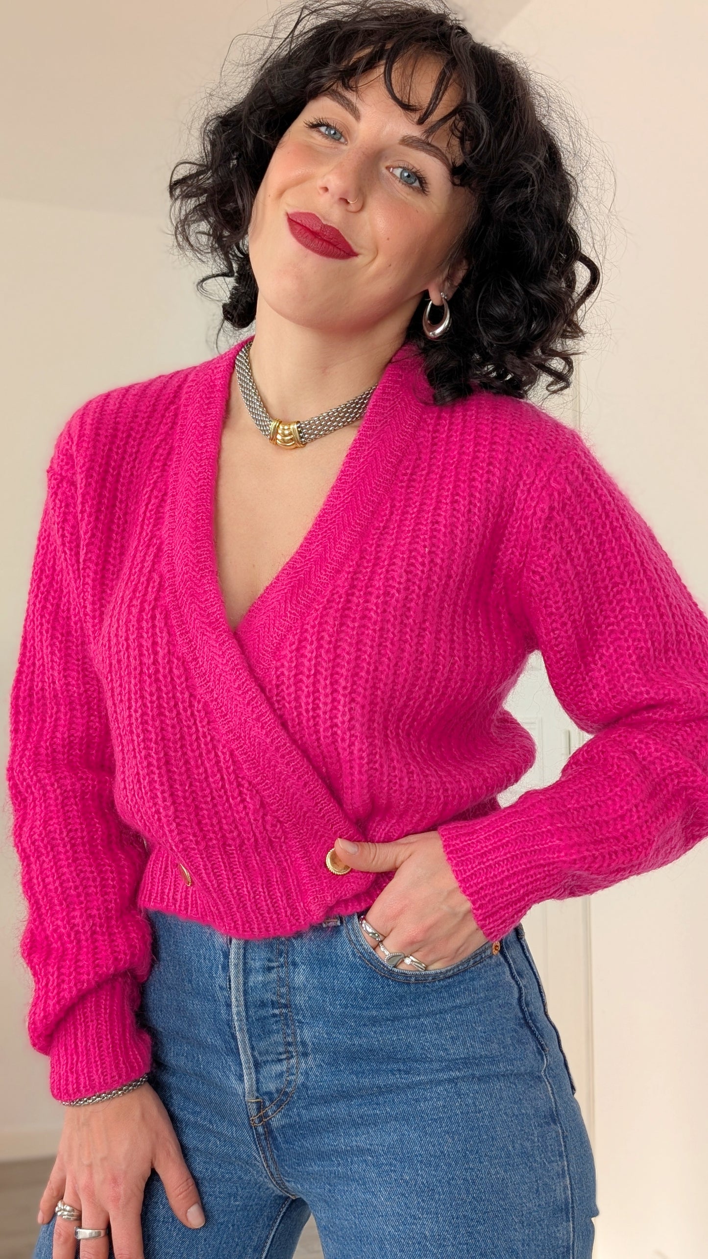 Cardigan laine et mohair 90s T38-40