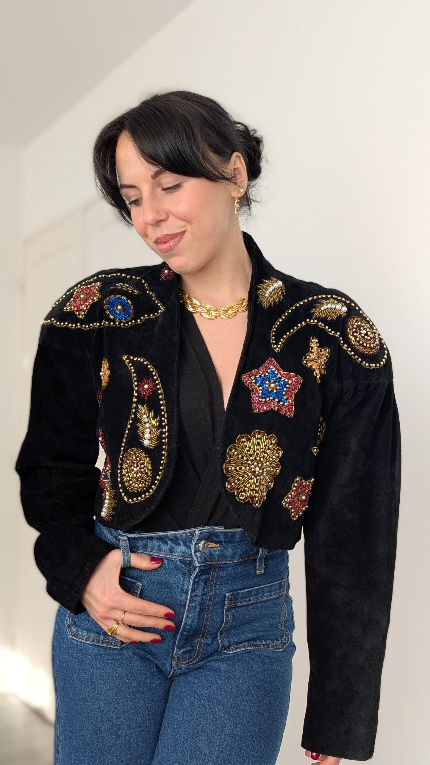 Veste daim 80s T38-40