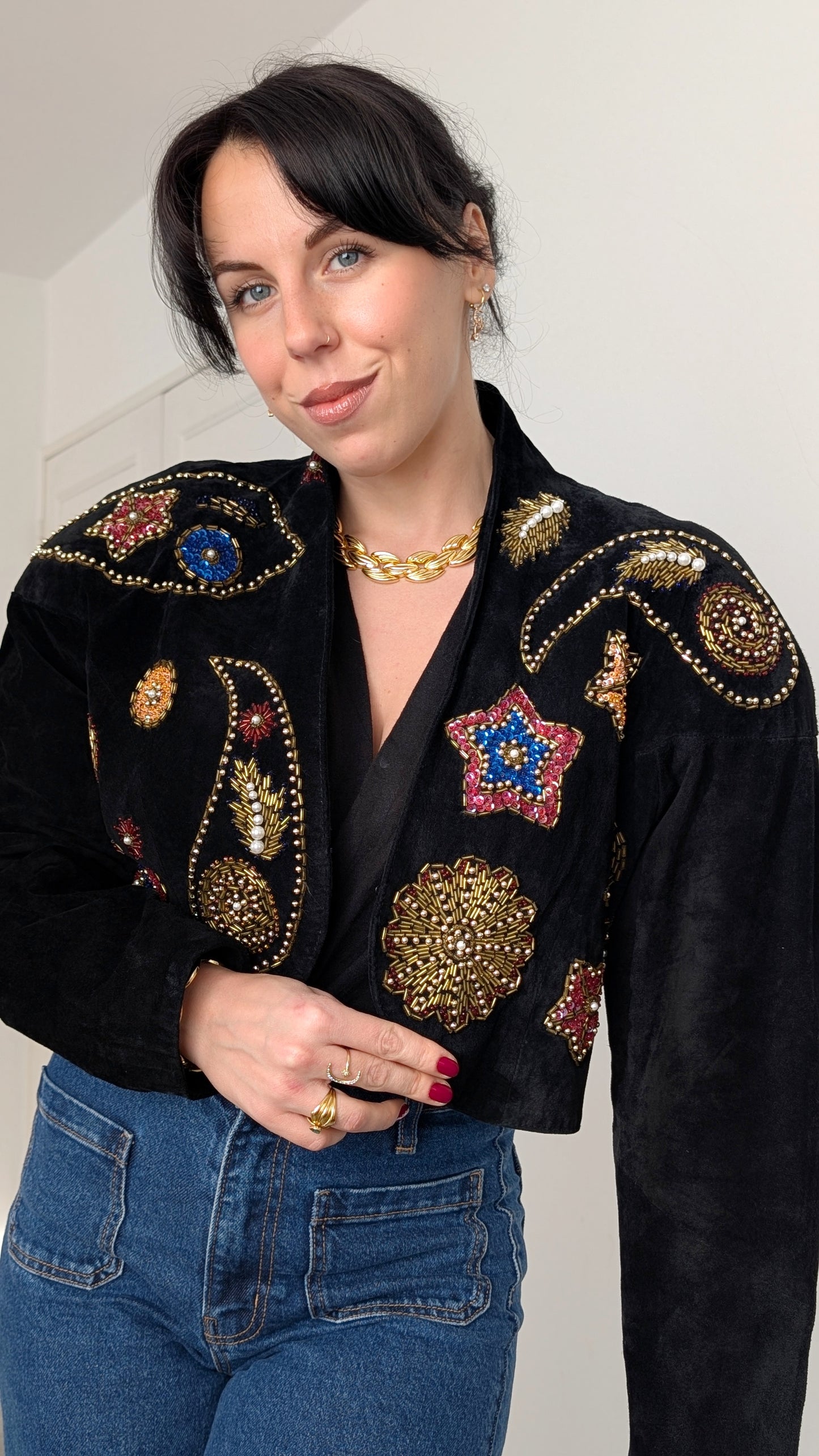 Veste daim 80s T38-40