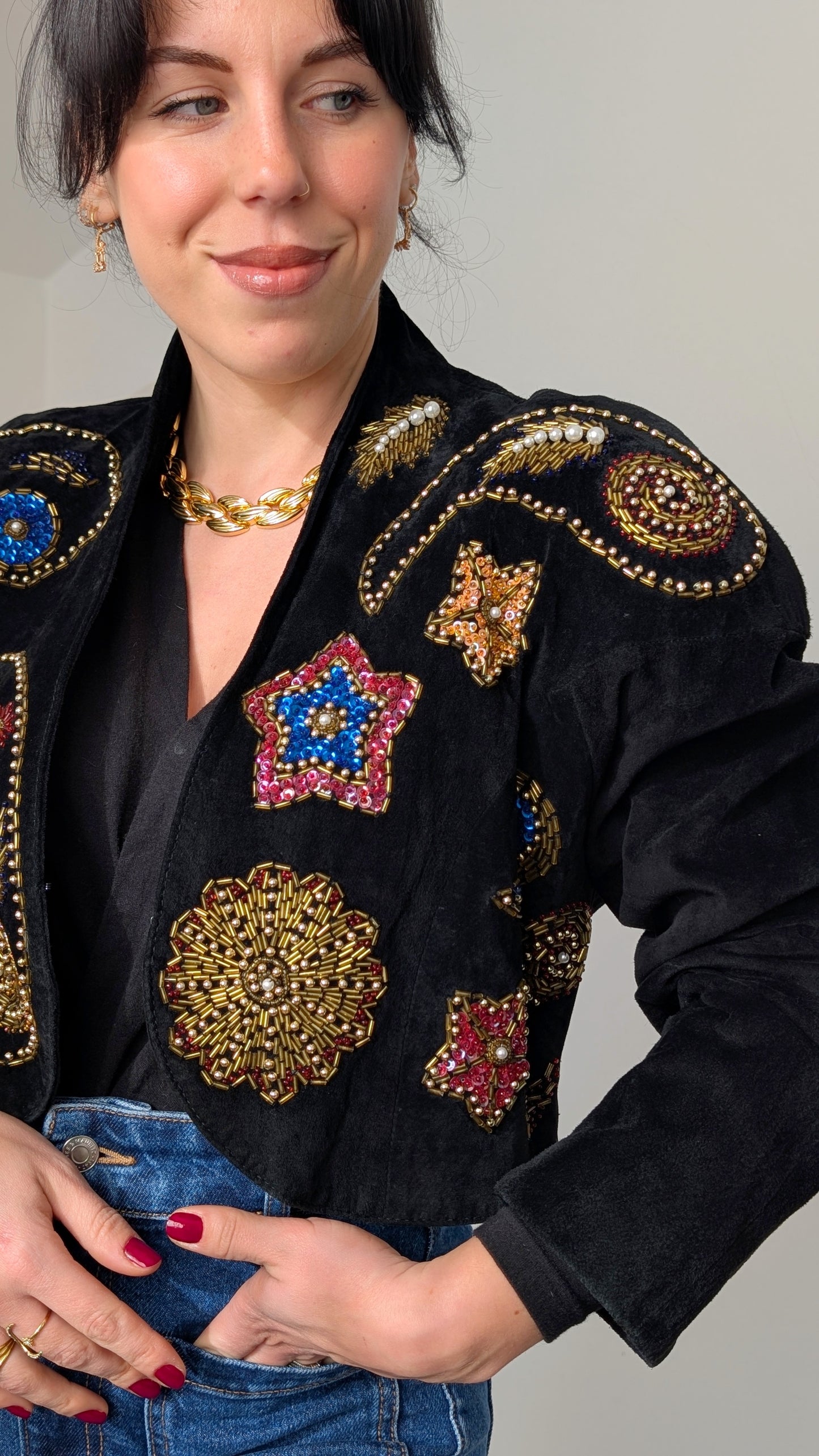 Veste daim 80s T38-40