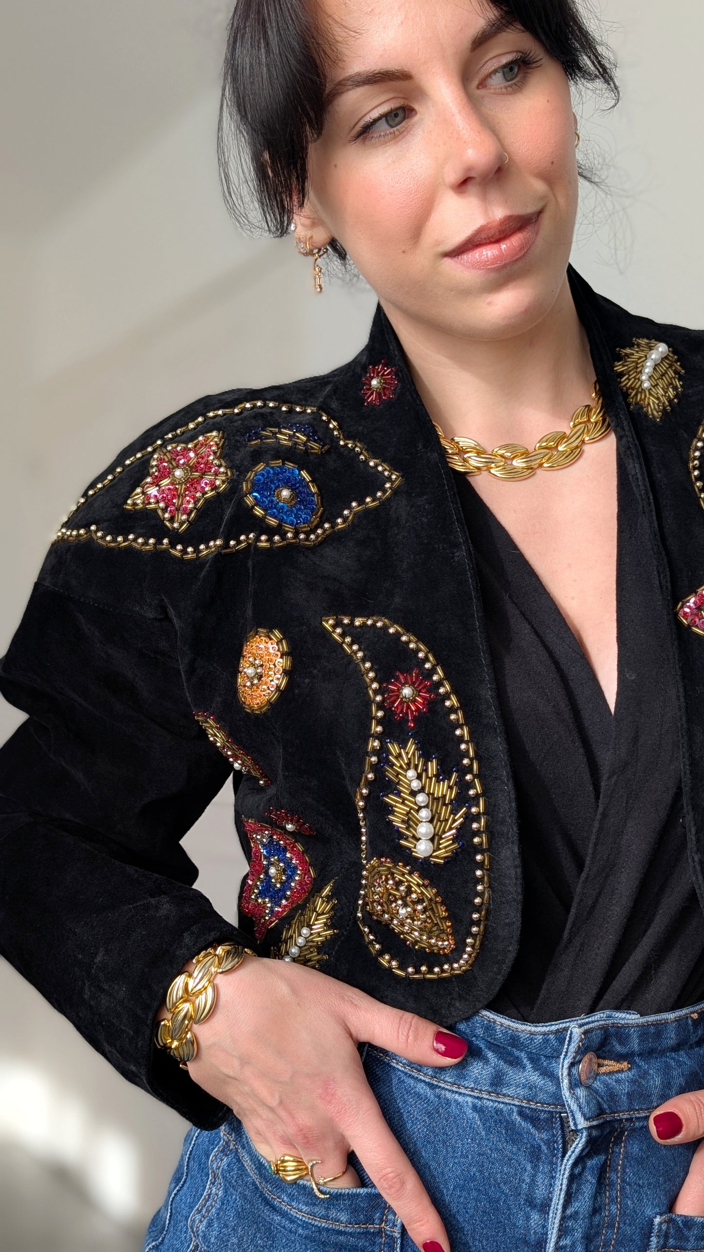 Veste daim 80s T38-40