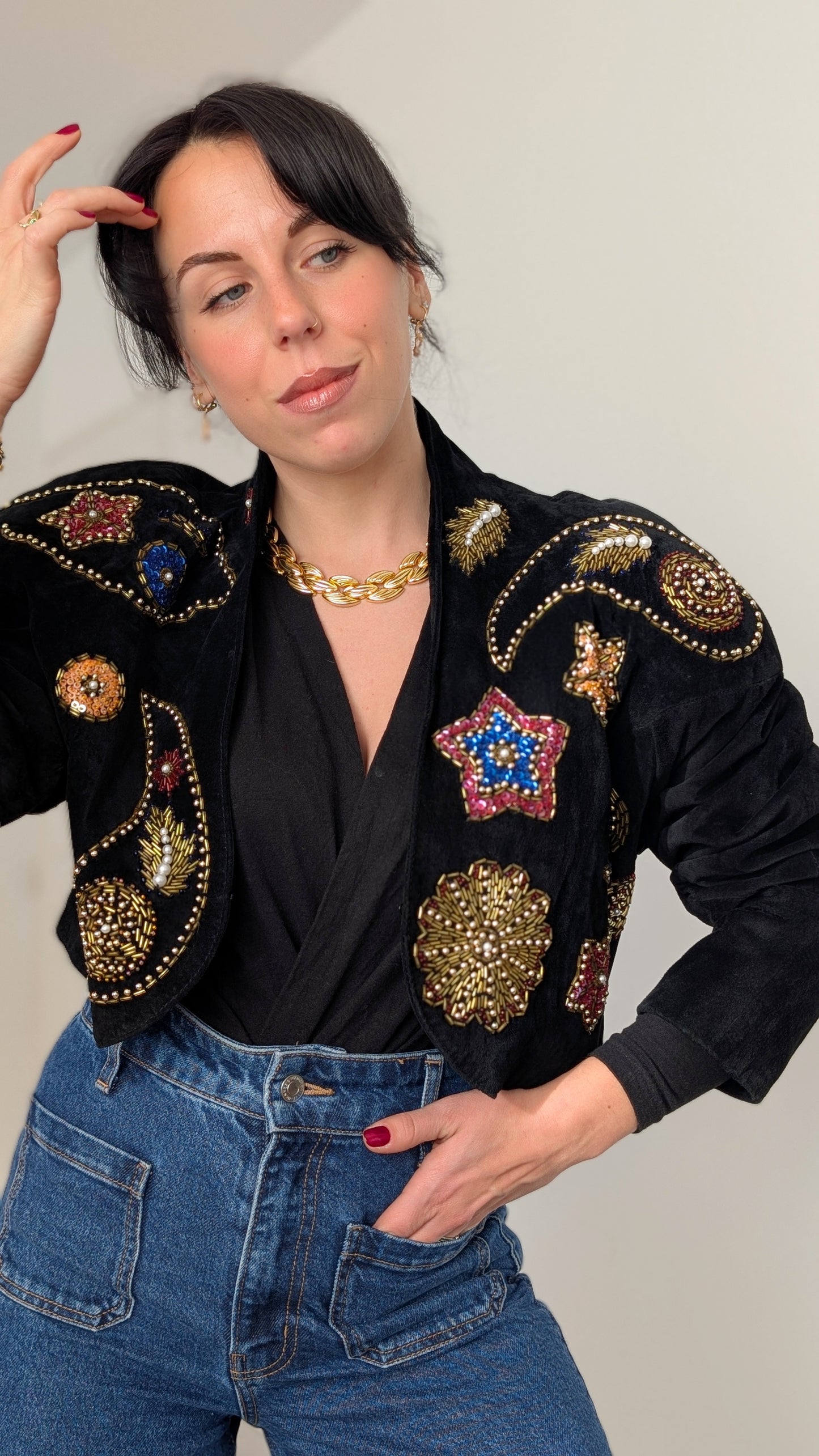 Veste daim 80s T38-40