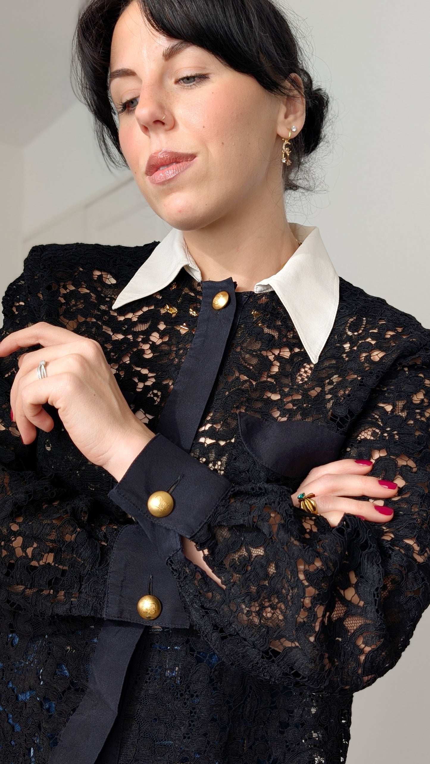 Blouse festive dentelle 80s T38-40