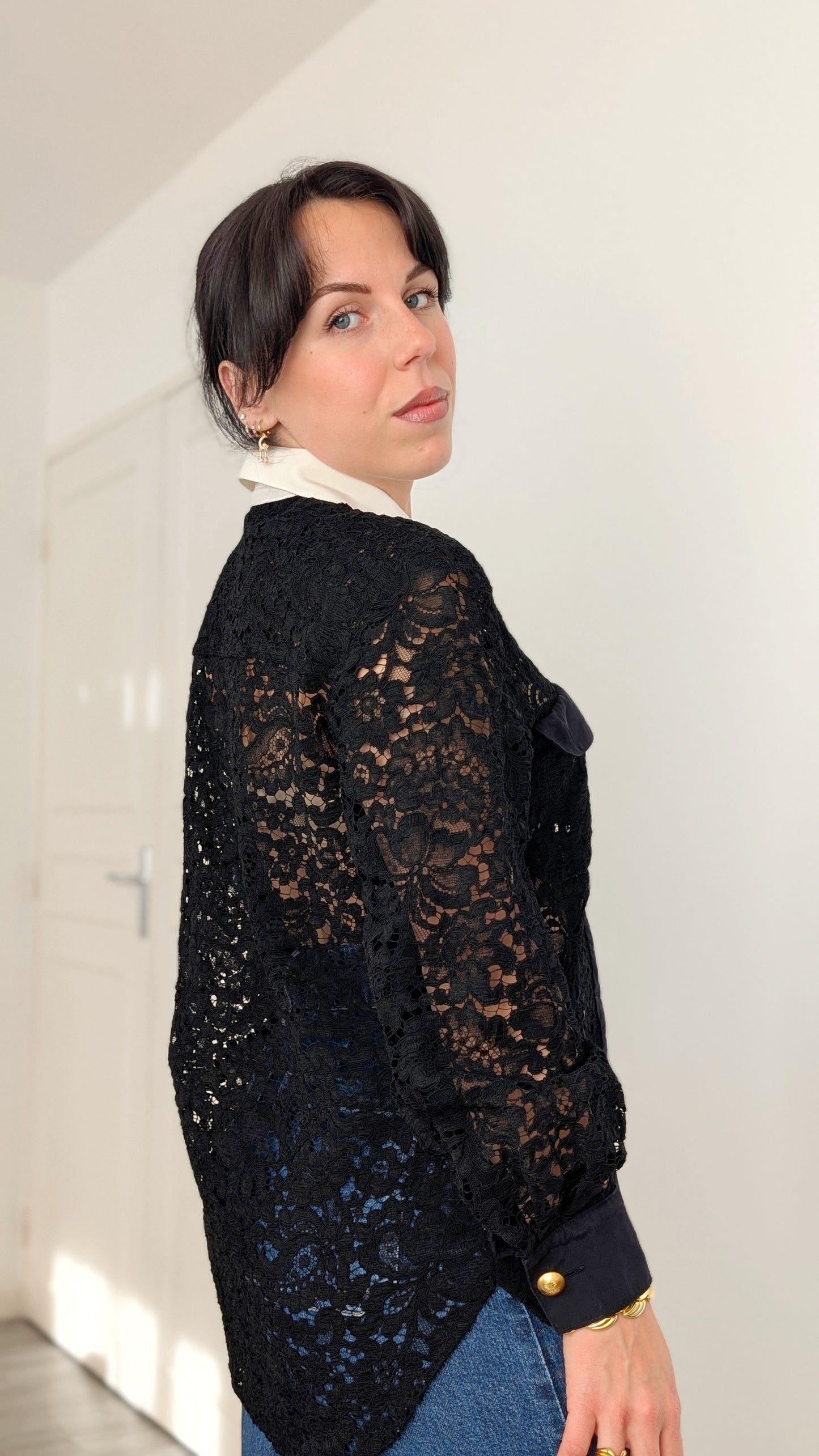 Blouse festive dentelle 80s T38-40