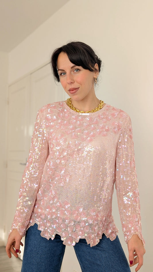 Haut festif pailleté soie T40