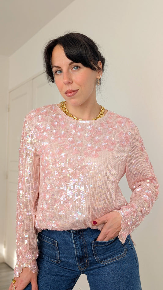 Haut festif pailleté soie T40