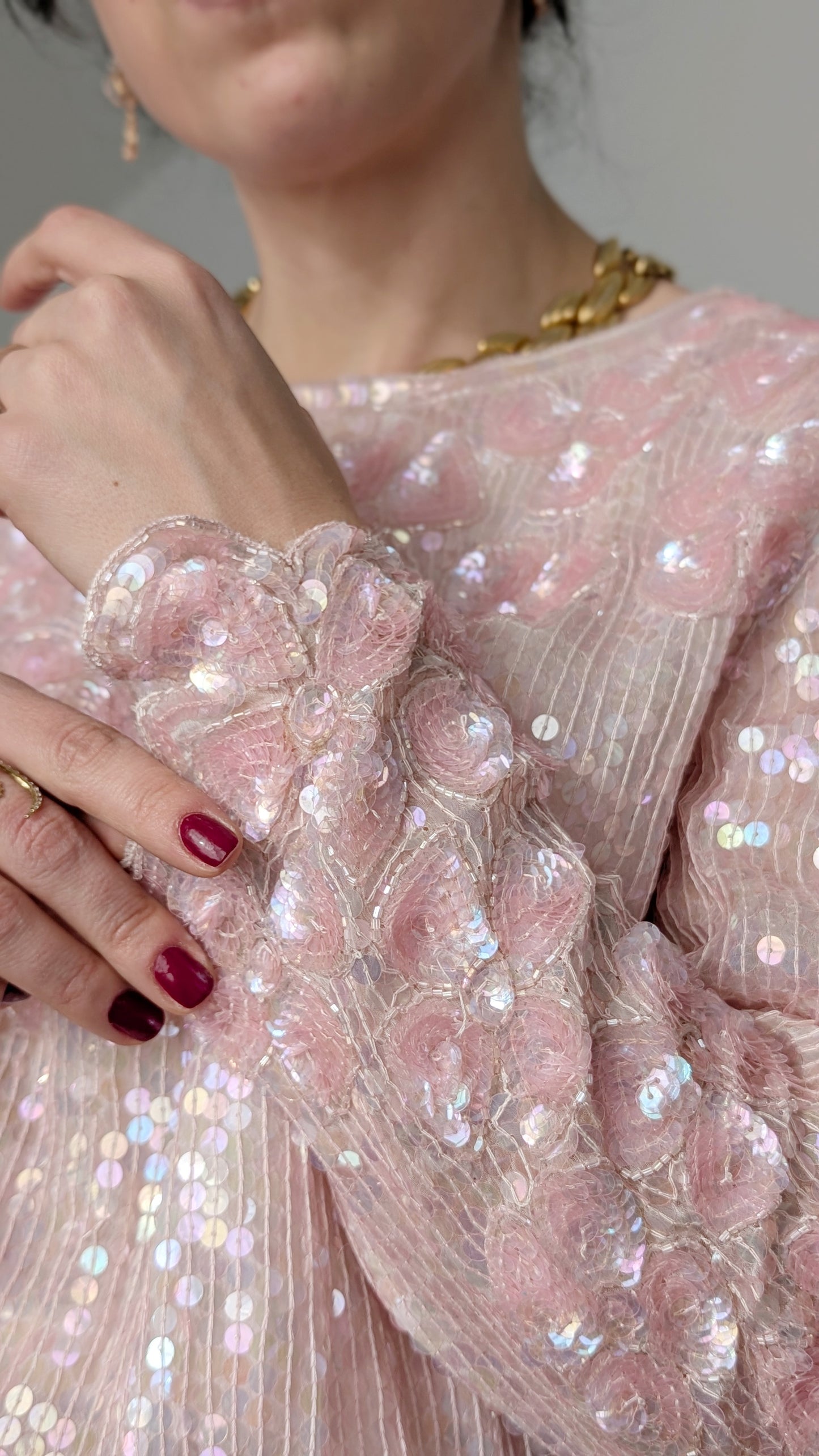 Haut festif pailleté soie T40