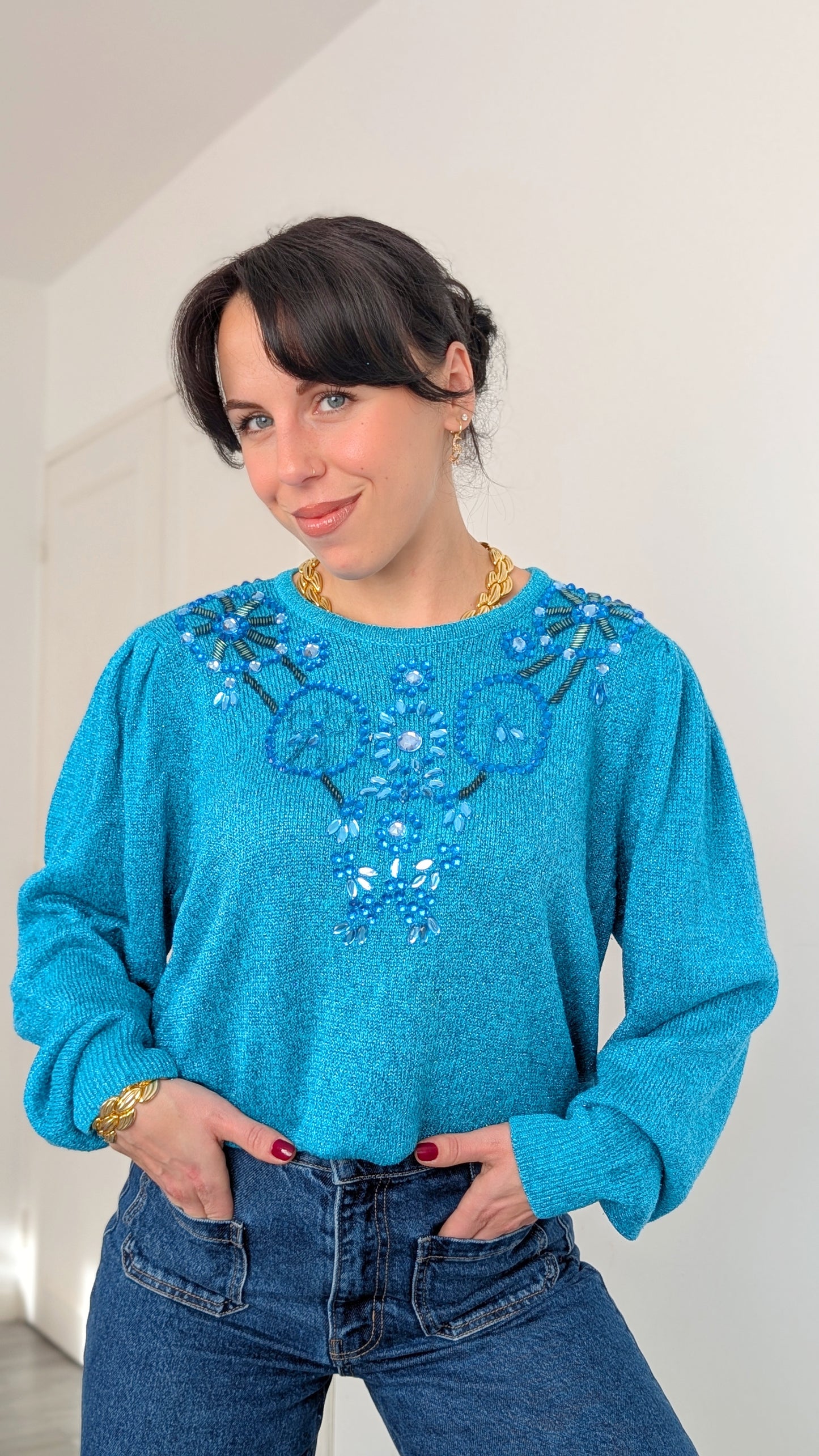 Pull festif avec de la soie T42-44