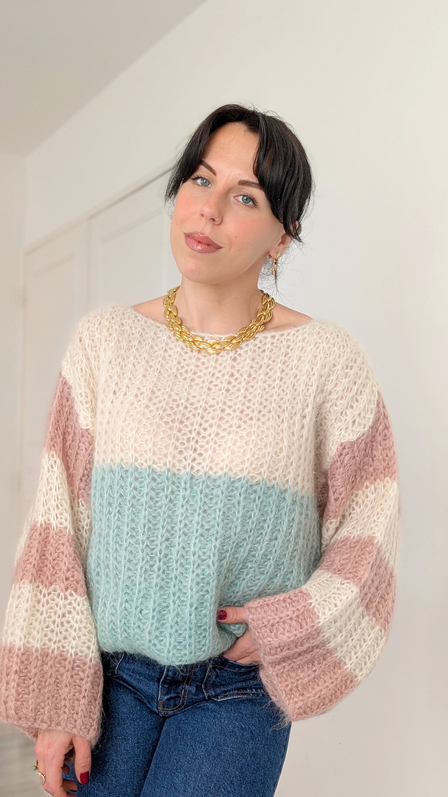 Pull fait main kid mohair jusqu'à T44