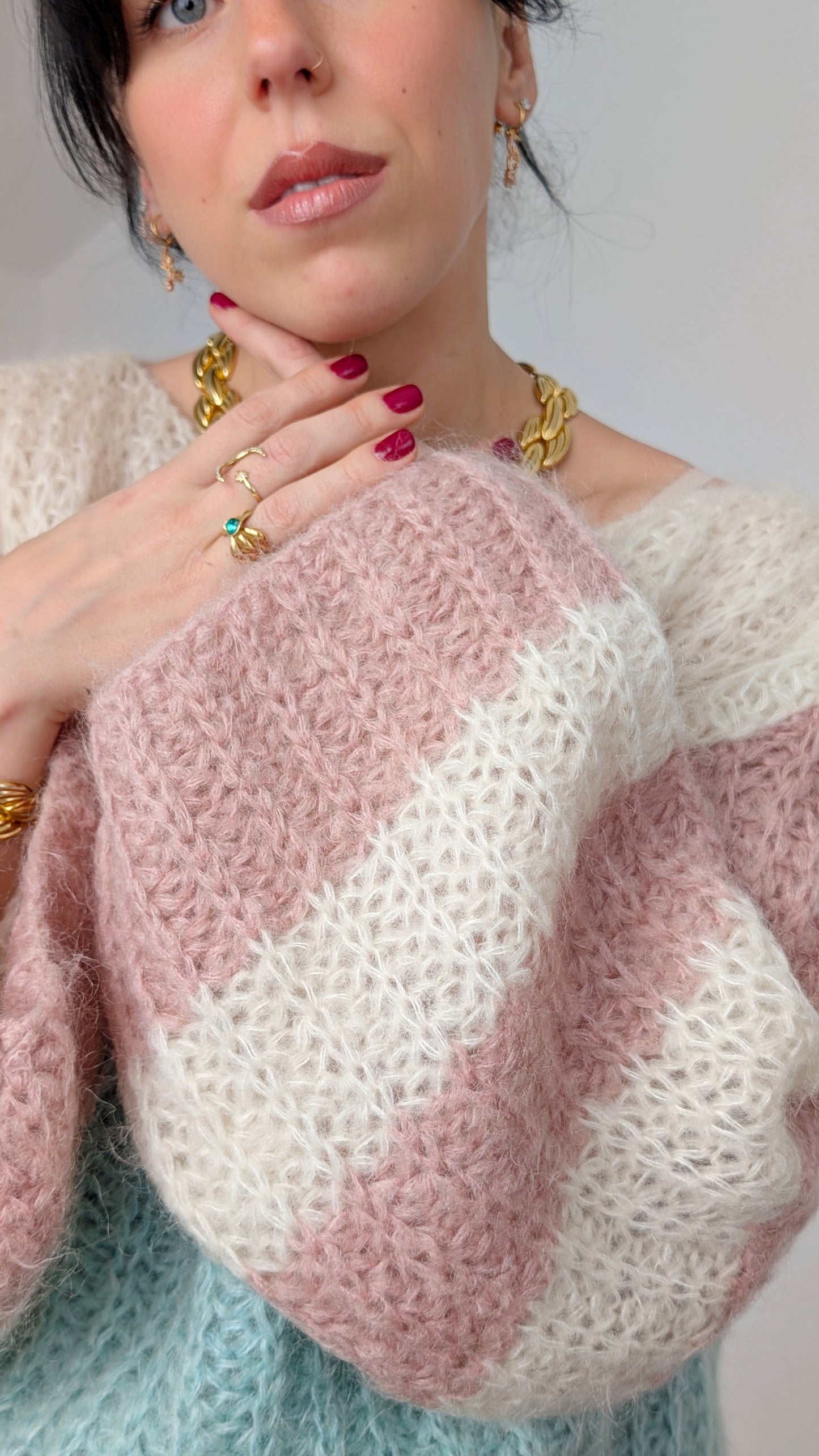 Pull fait main kid mohair jusqu'à T44