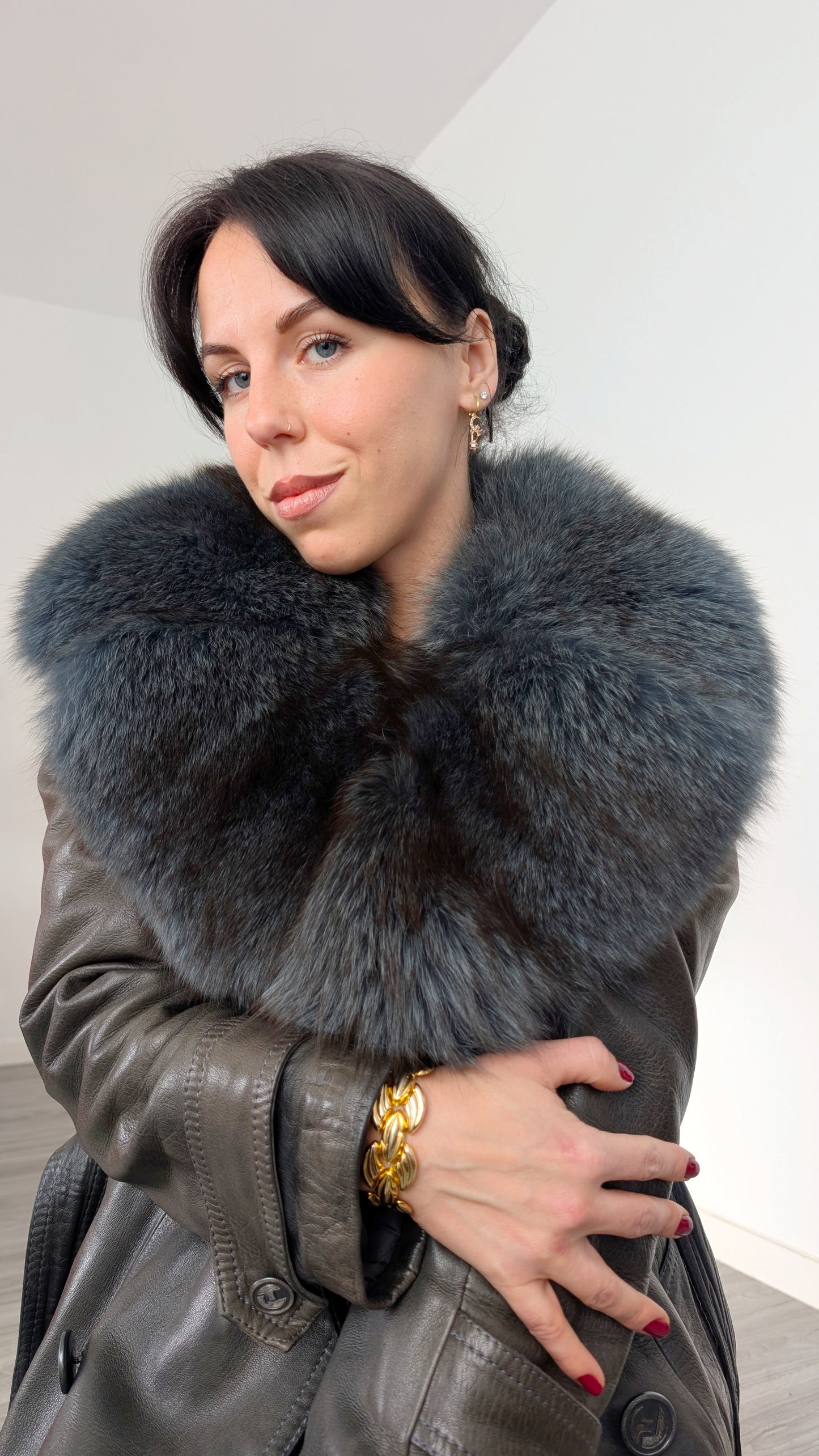 Trench cuir et fourrure 1970 rare T36-38