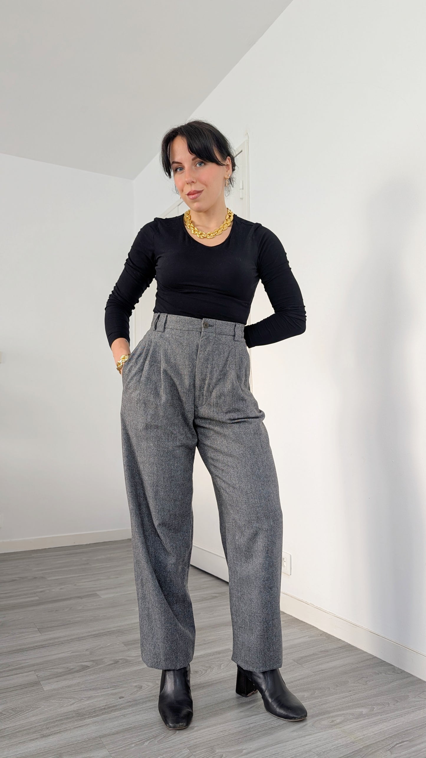 Pantalon masculin à pinces en cachemire T42