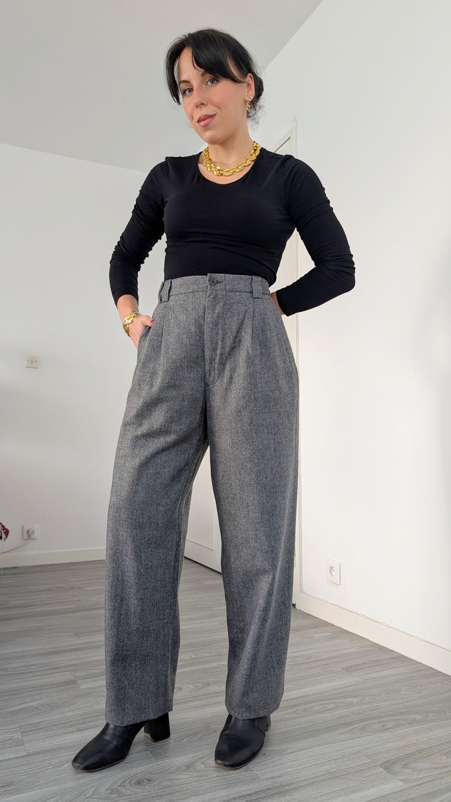 Pantalon masculin à pinces en cachemire T42