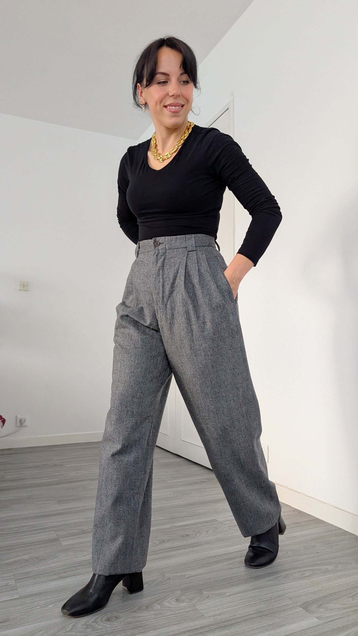 Pantalon masculin à pinces en cachemire T42