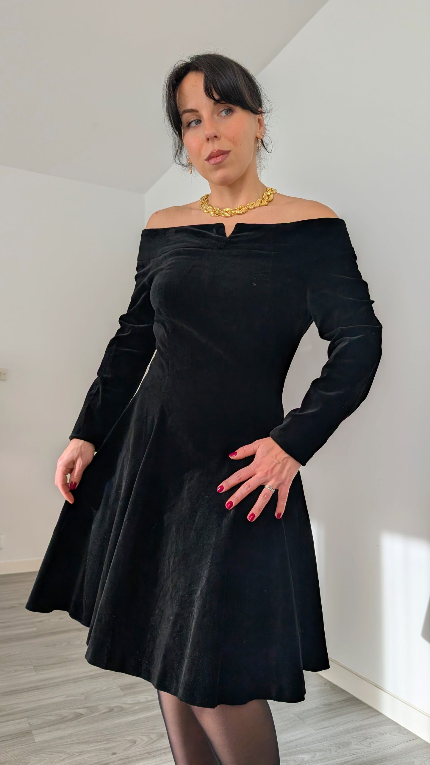 Robe 80s velours de coton T38