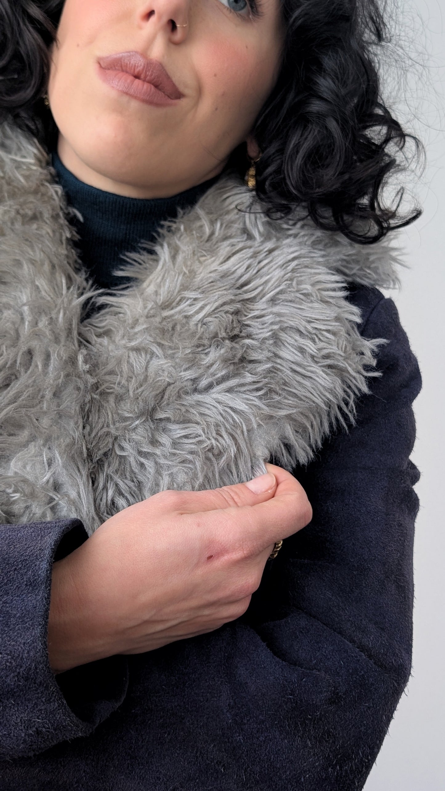 Veste/manteau 70s daim et laine T36-38