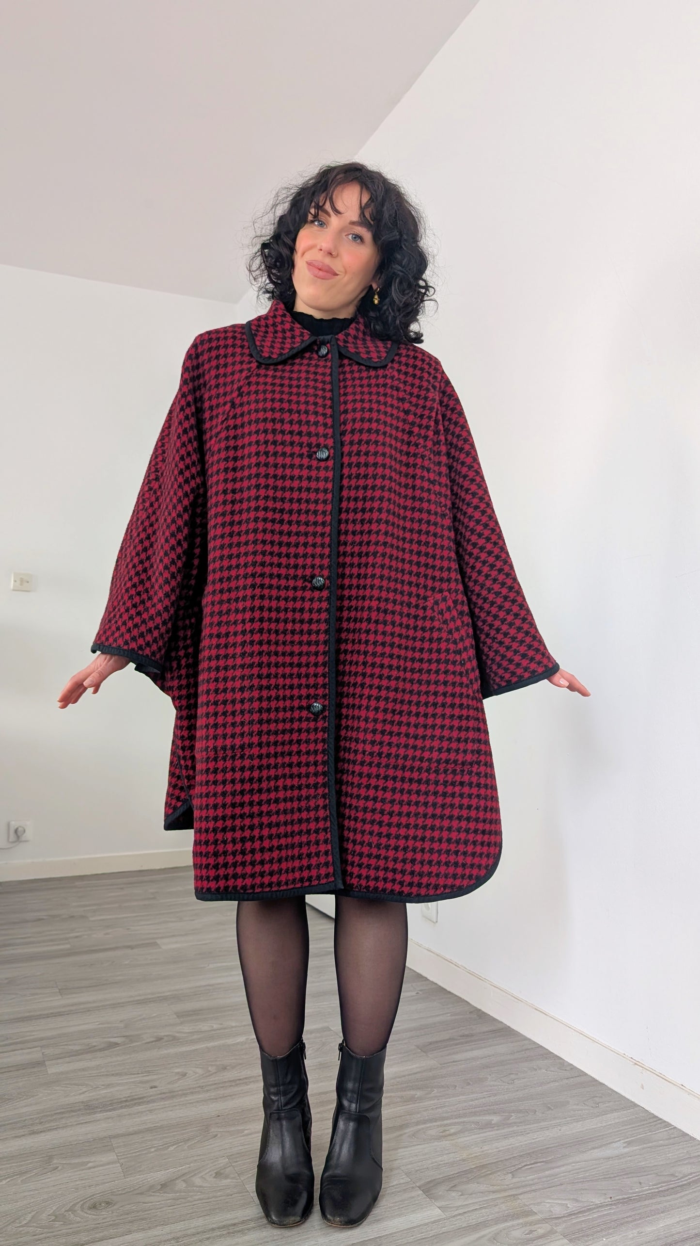 Cape en laine style écossais taille unique