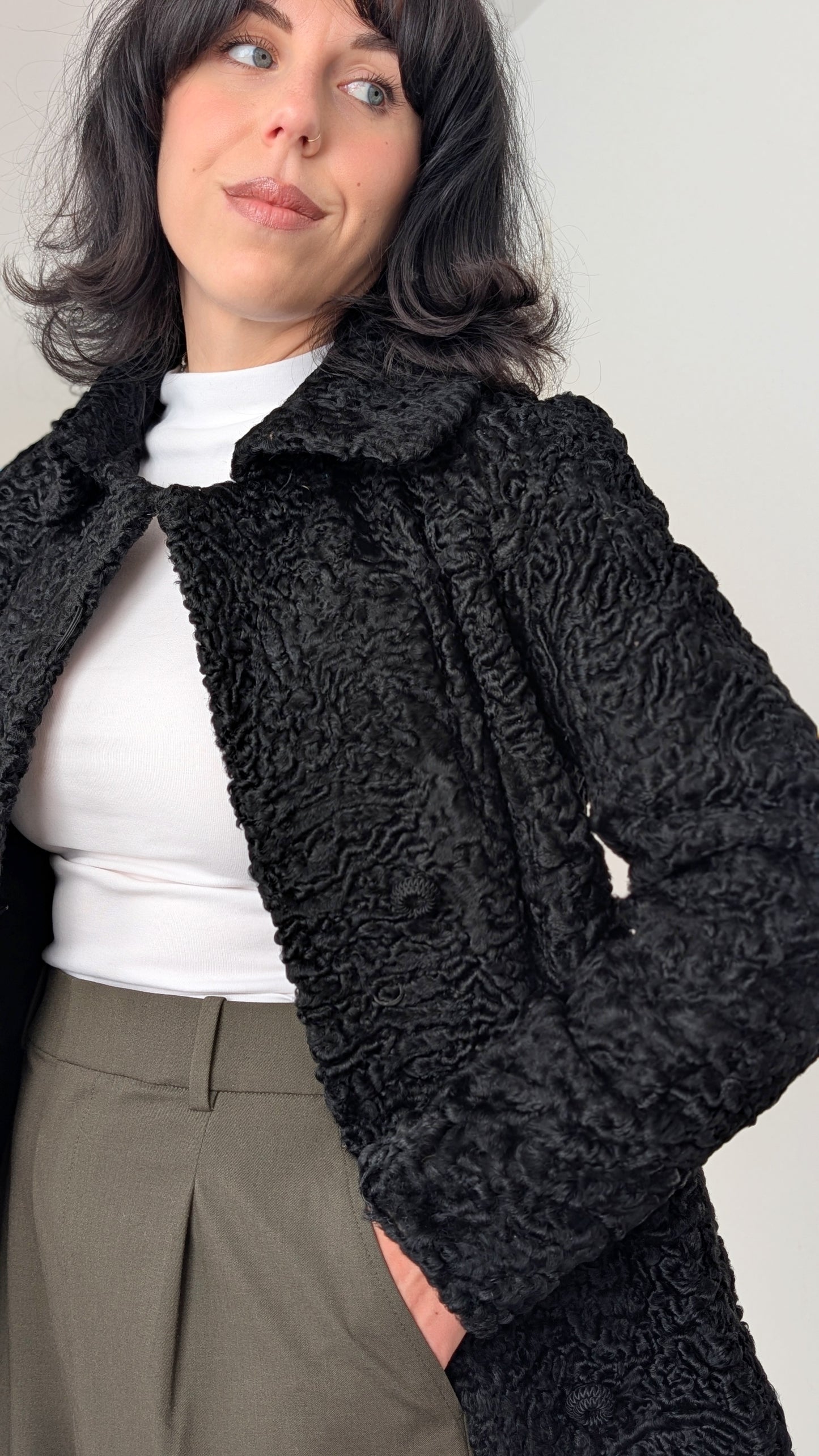 Veste 60s mouton astrakan T36