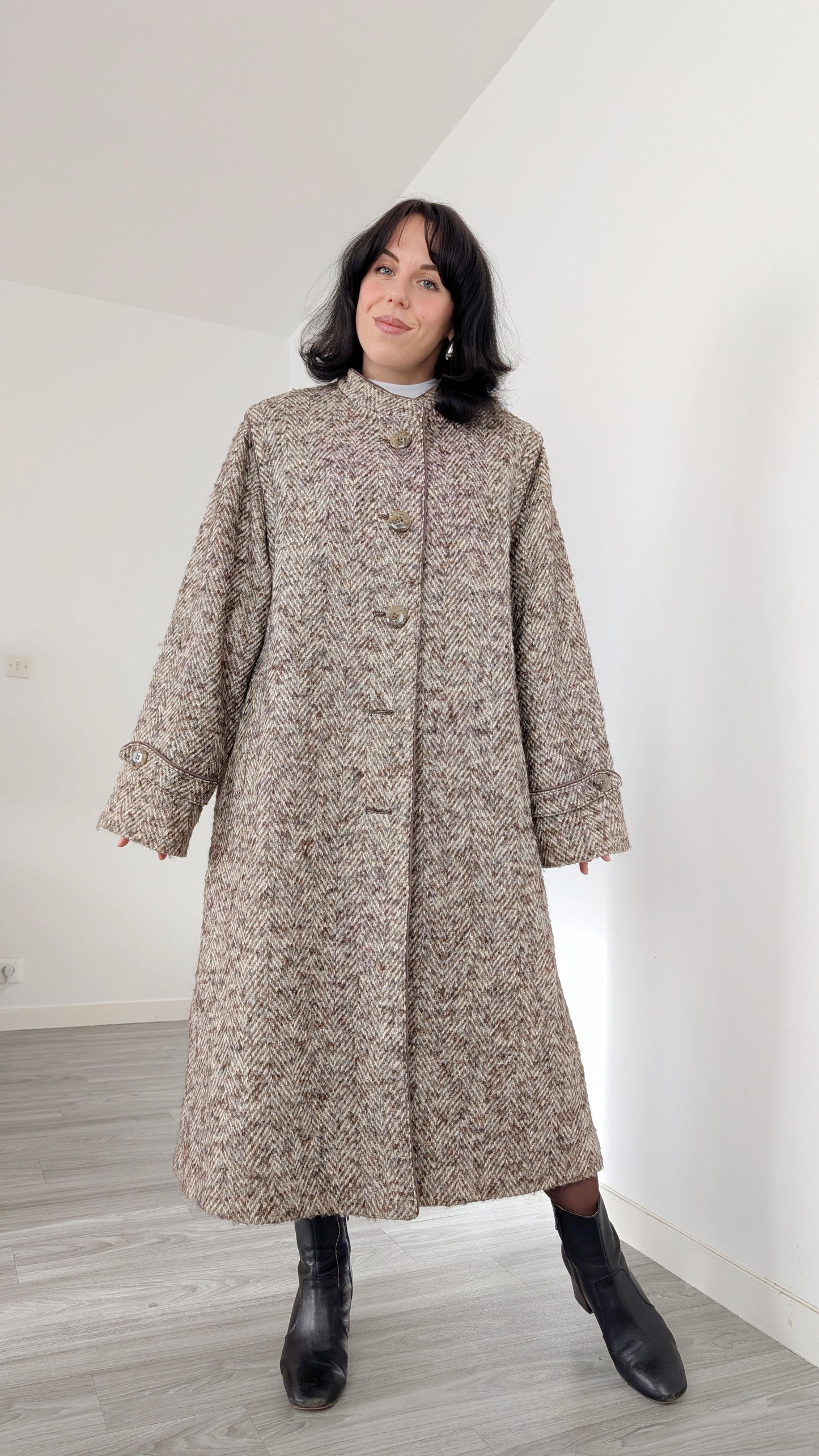 Manteau laine 80s chevron T40-42-44