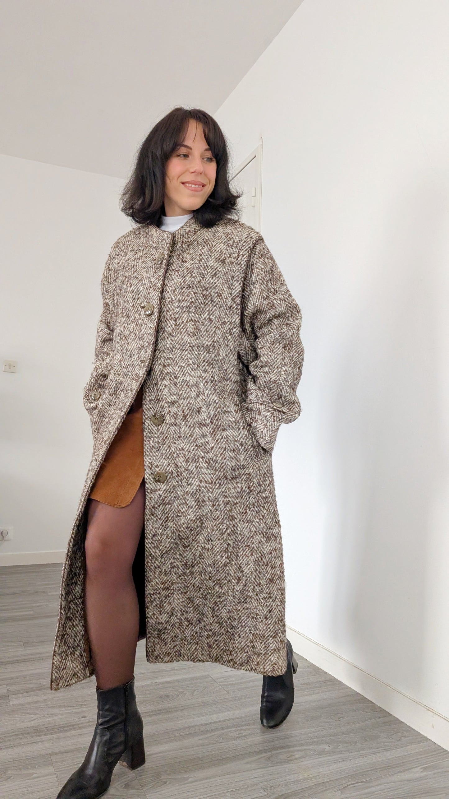 Manteau laine 80s chevron T40-42-44