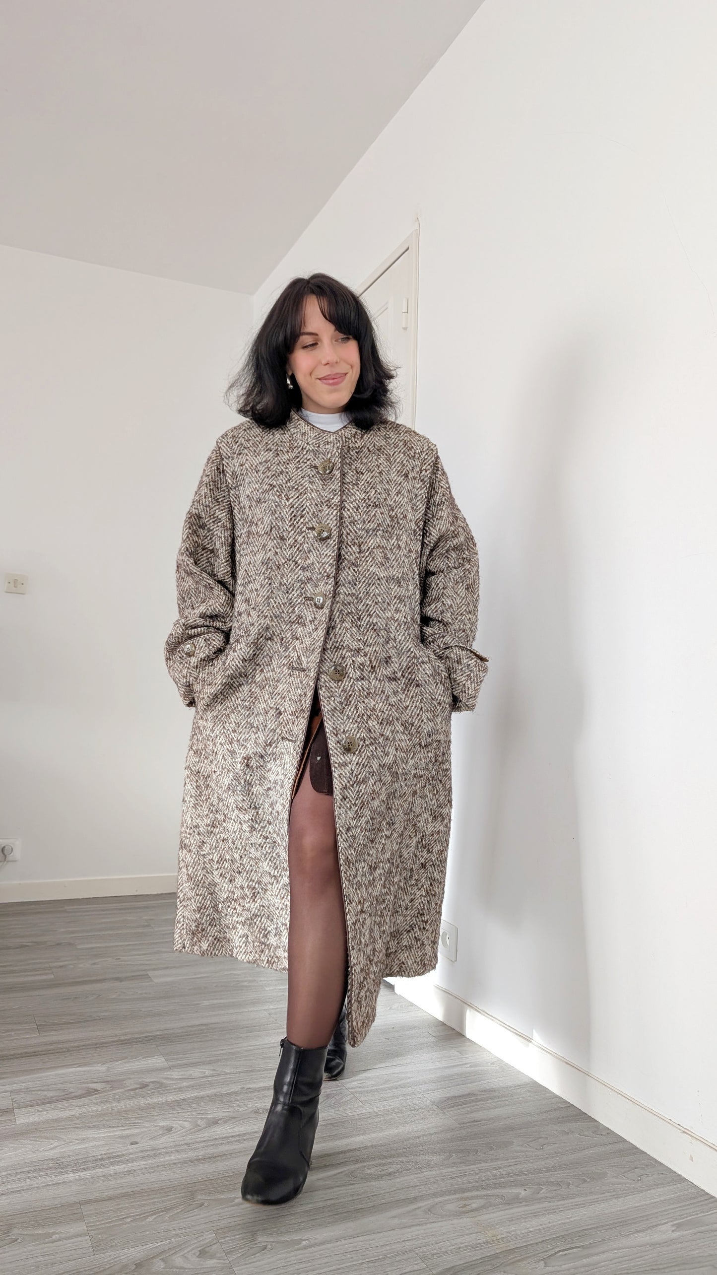 Manteau laine 80s chevron T40-42-44