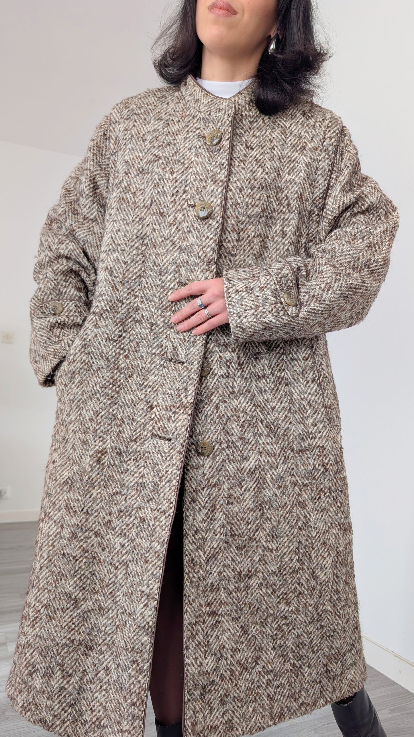 Manteau laine 80s chevron T40-42-44