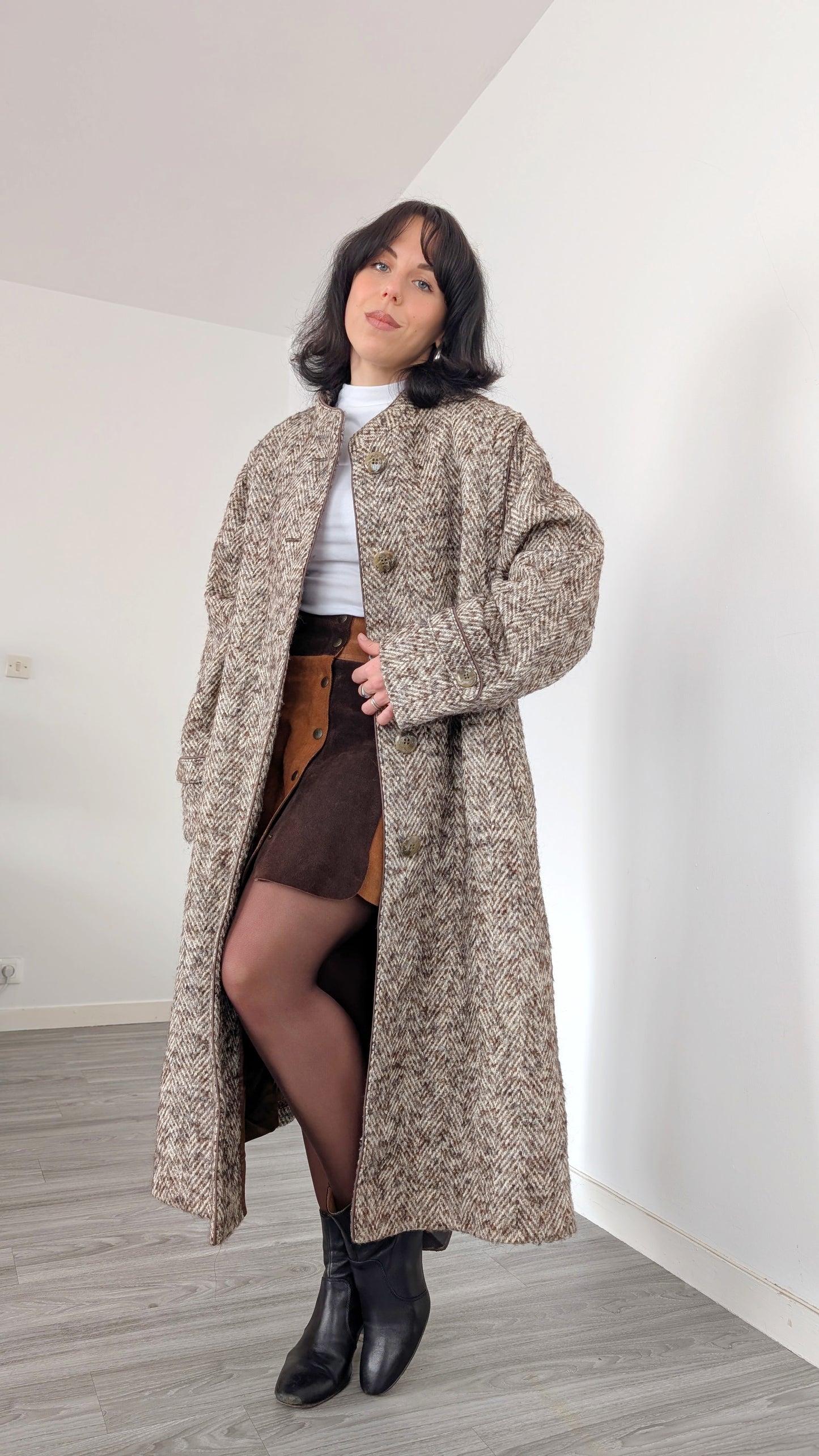 Manteau laine 80s chevron T40-42-44