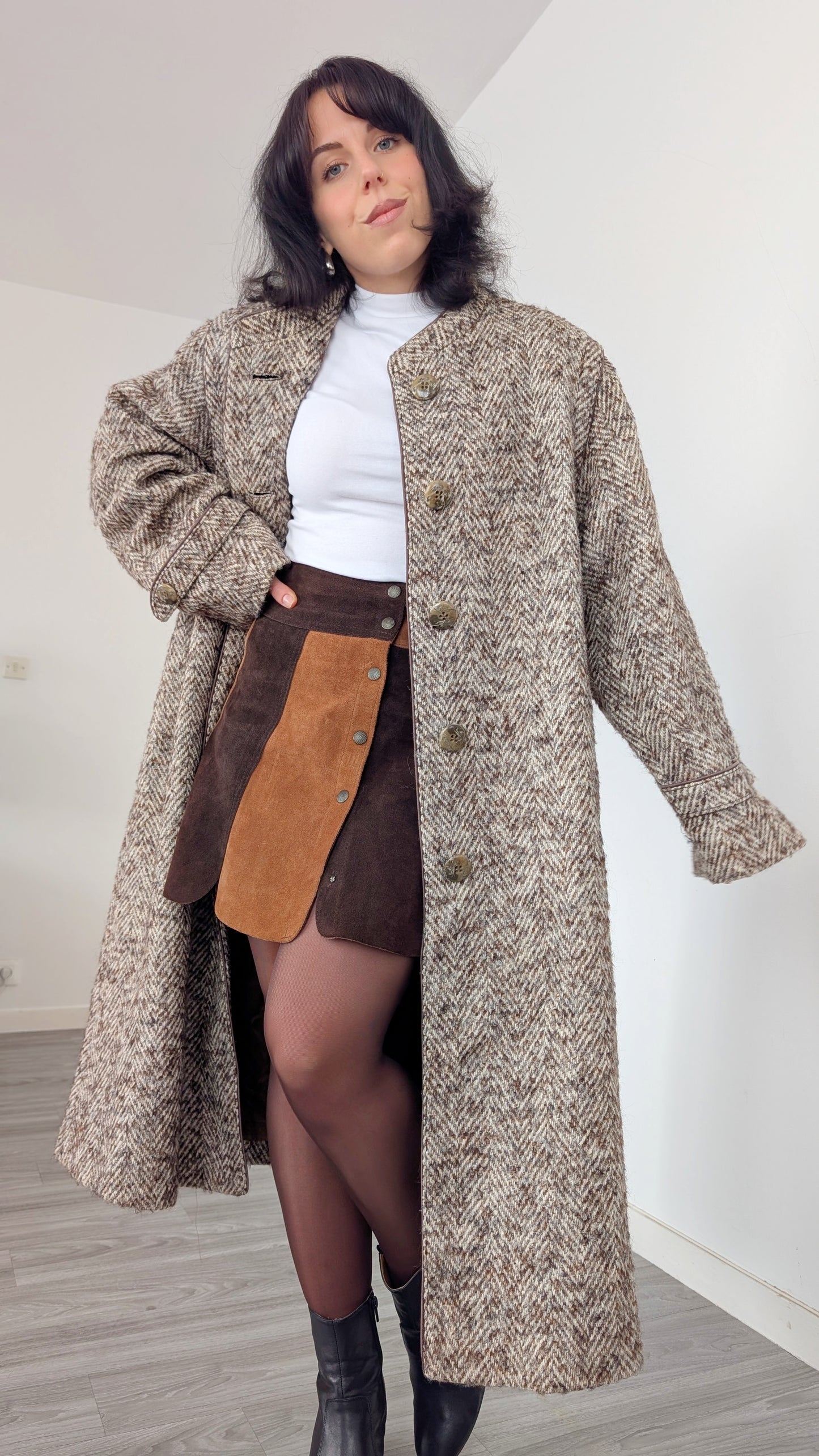 Manteau laine 80s chevron T40-42-44